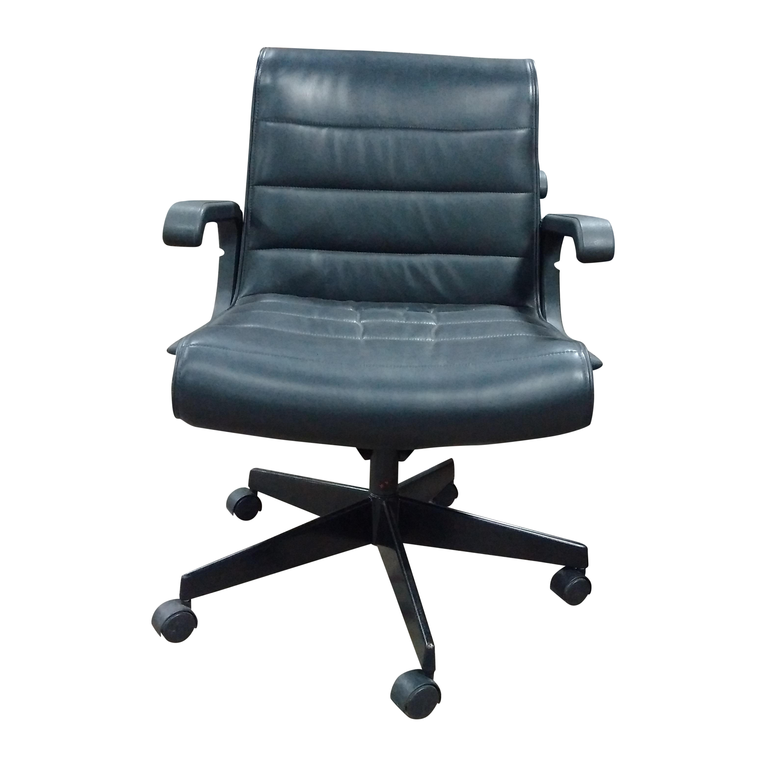 Knoll Sapper Mid Back - Black Leather Office Chair | Chairish