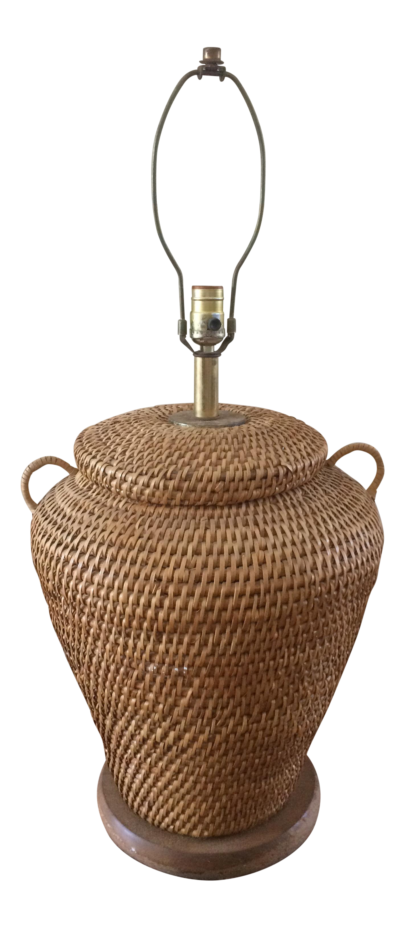 Vintage Wicker Basket Table Lamp | Chairish