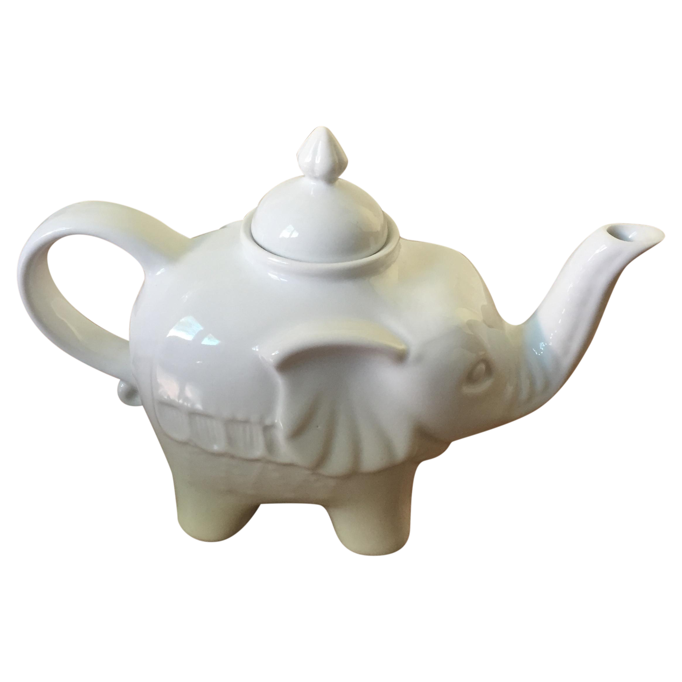 White Ceramic Elephant Teapot Chairish