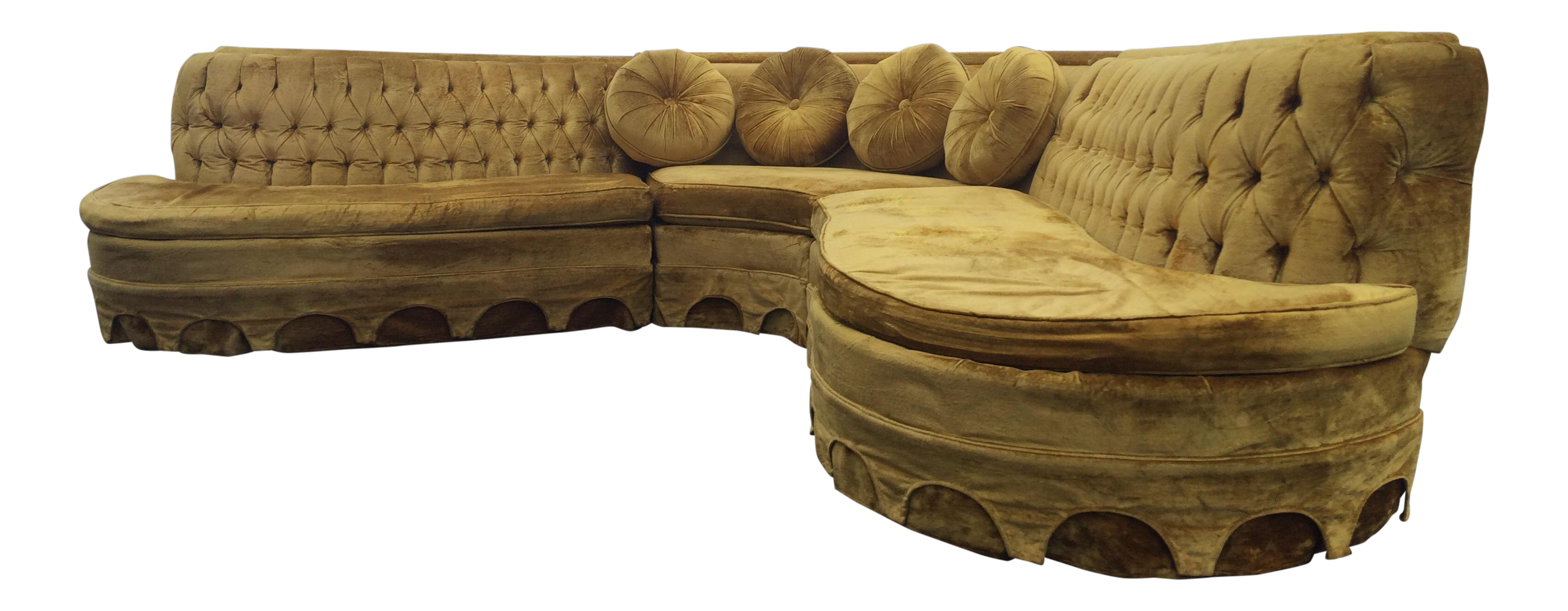 Serpentine Tufted Gold Velvet Sectional Sofa Chairish
