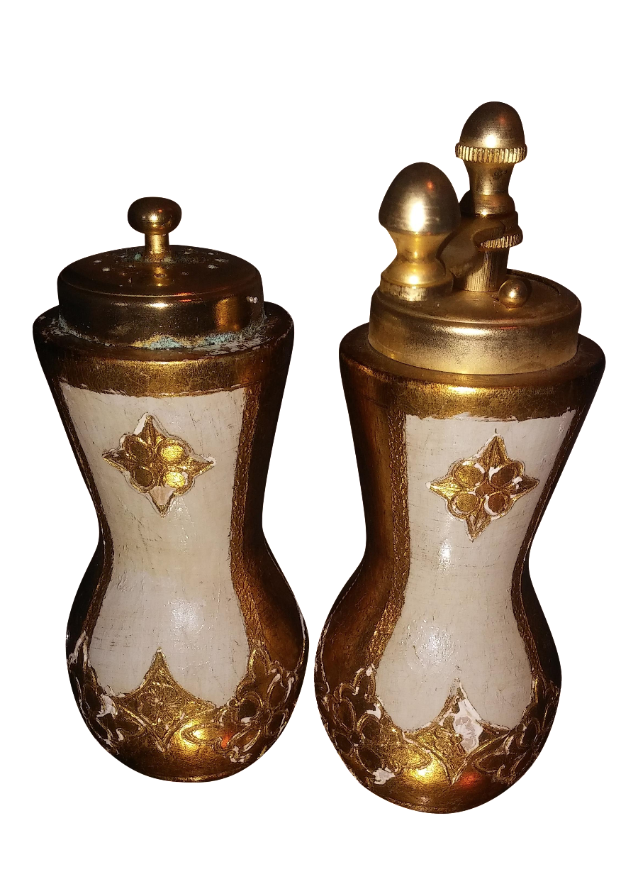 Italian Florentine Gold & White Salt & Pepper Mill Chairish