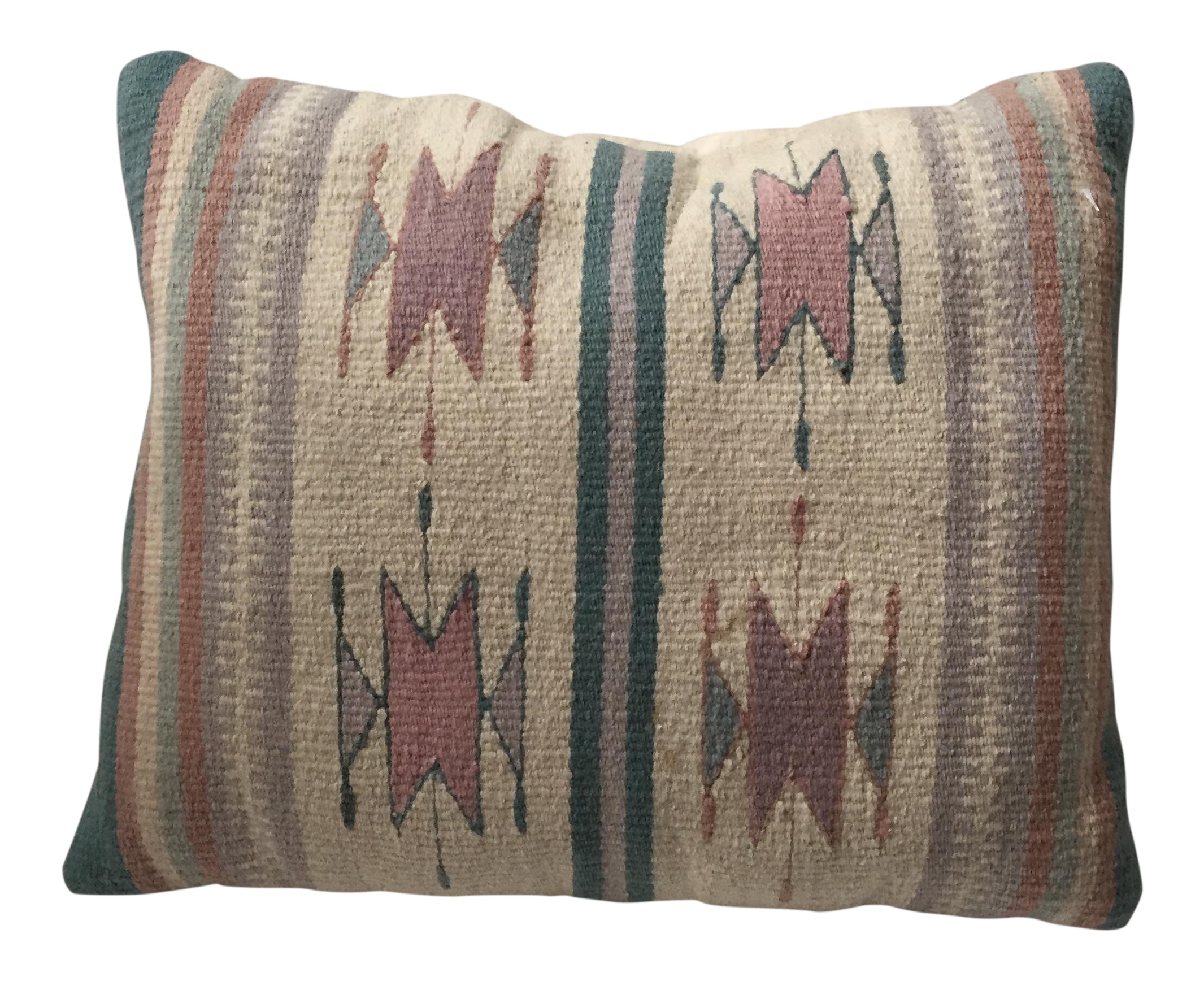 Southwestern Style Wool & Canvas Rug Pillow Chairish