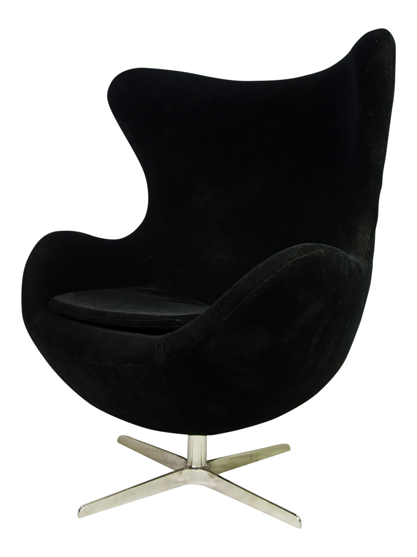 Mid-Century Modern Black Velvet Egg Chair by Arne Jacobsen | Chairish