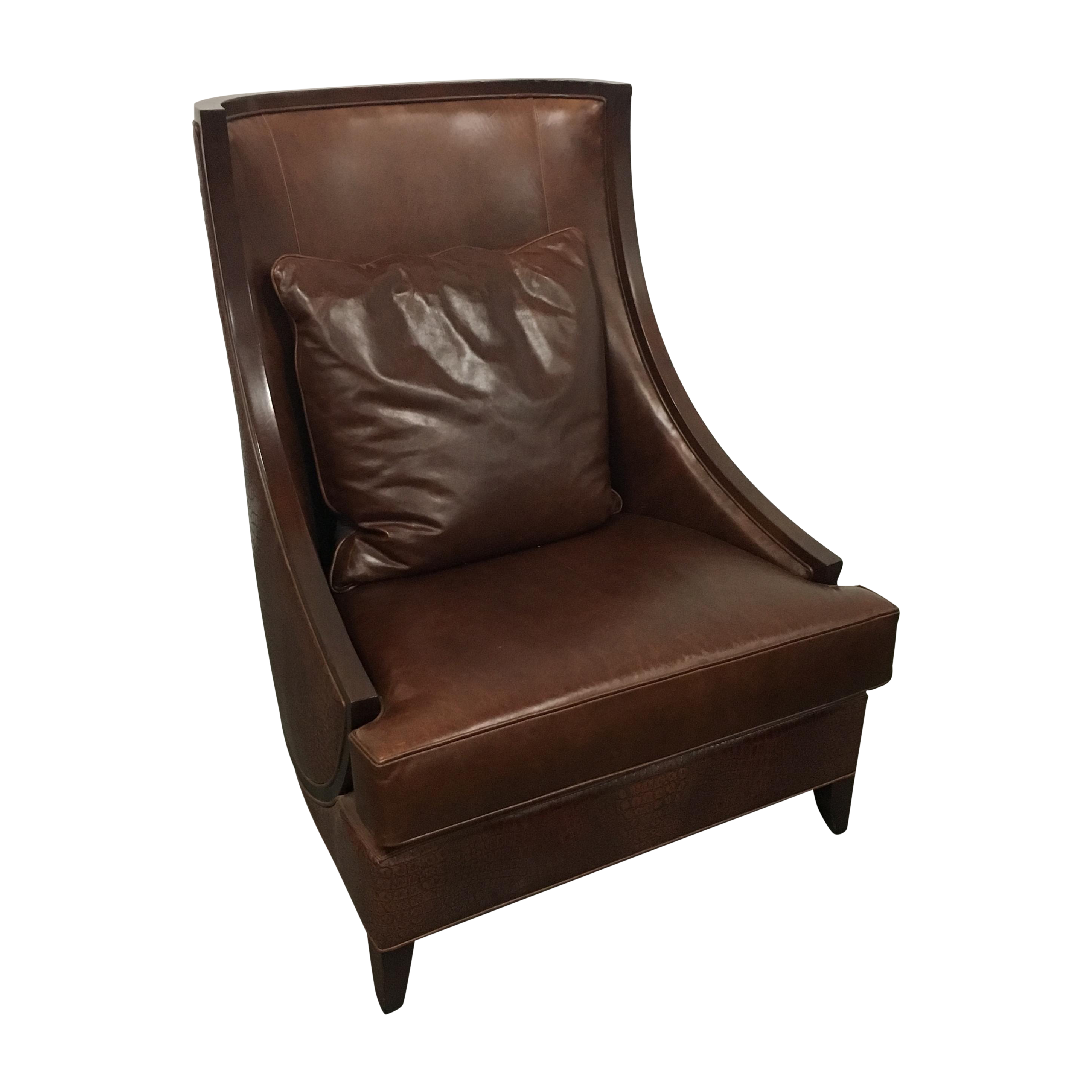 Leathercraft Snake Skin Imprint Leather Club Chair Chairish