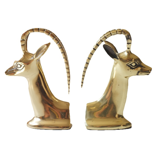 Brass Ibex Animal Bookends Pair Chairish