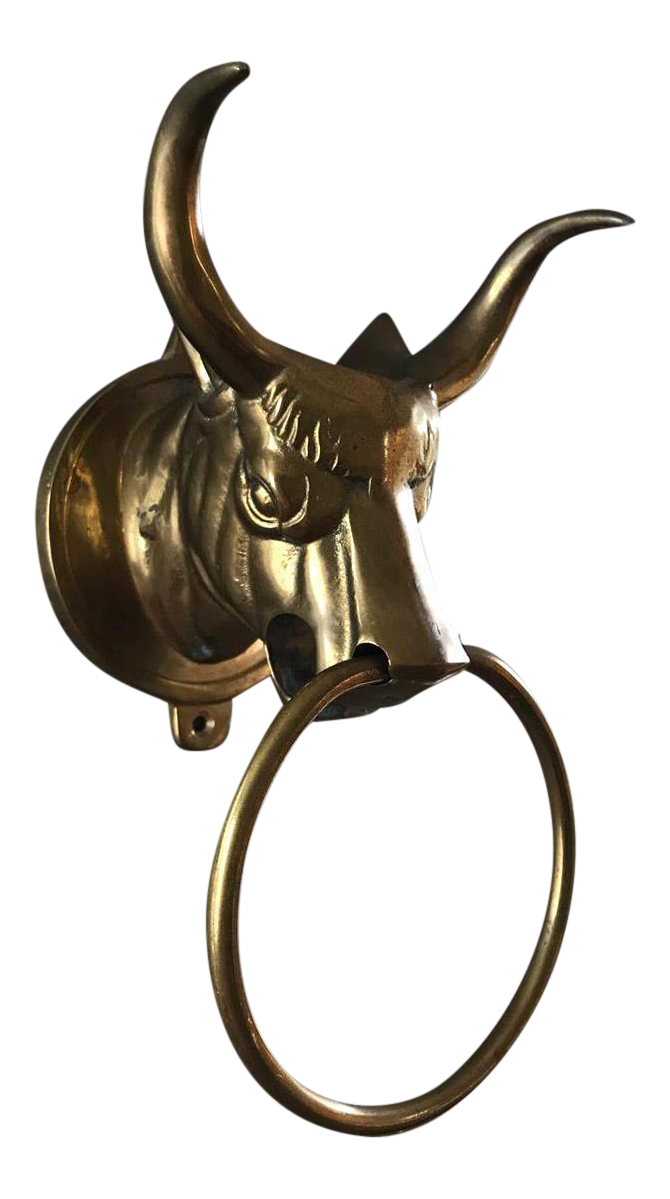 Vintage Brass Bull Door Knocker Chairish