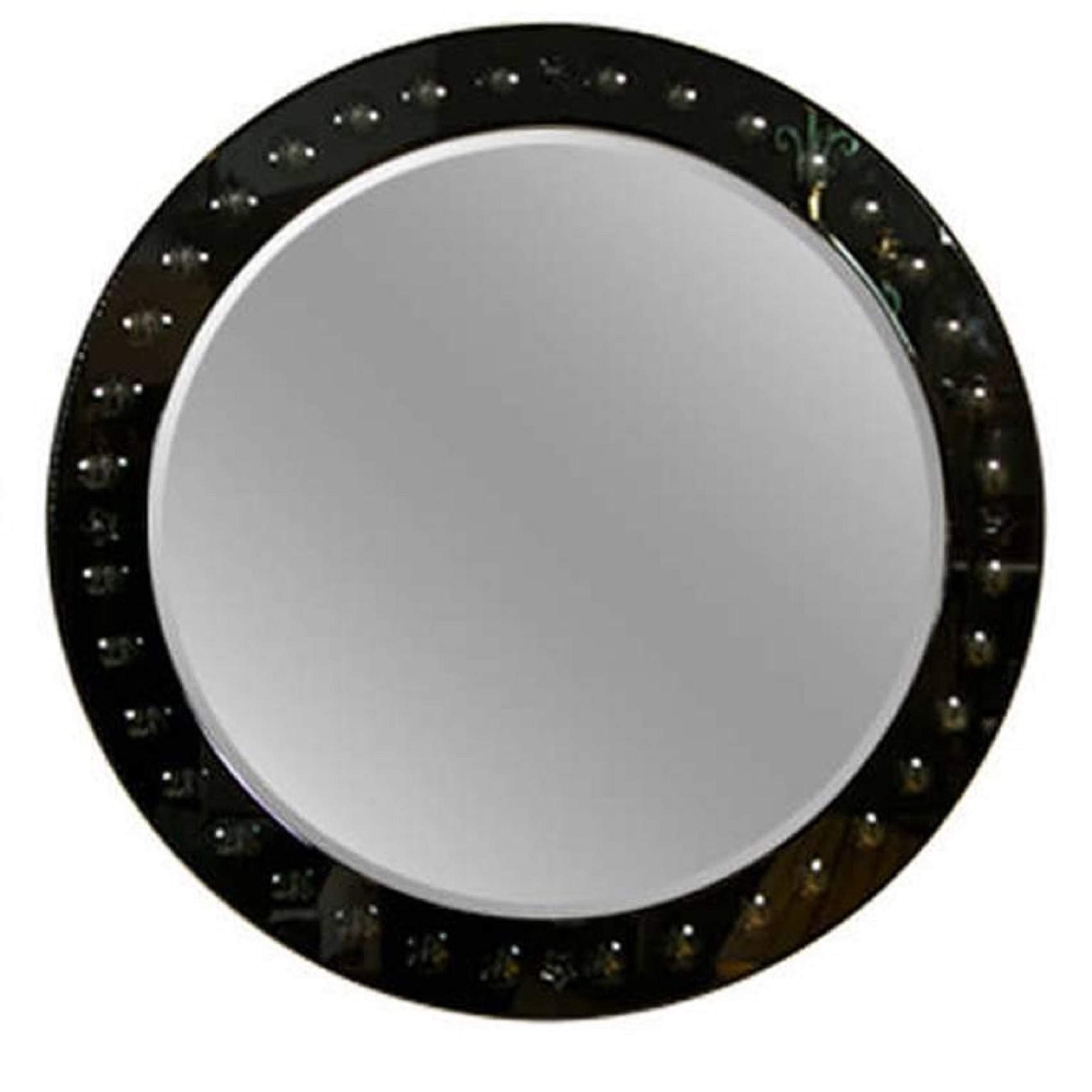 Round Black Glass Framed Mirror Chairish
