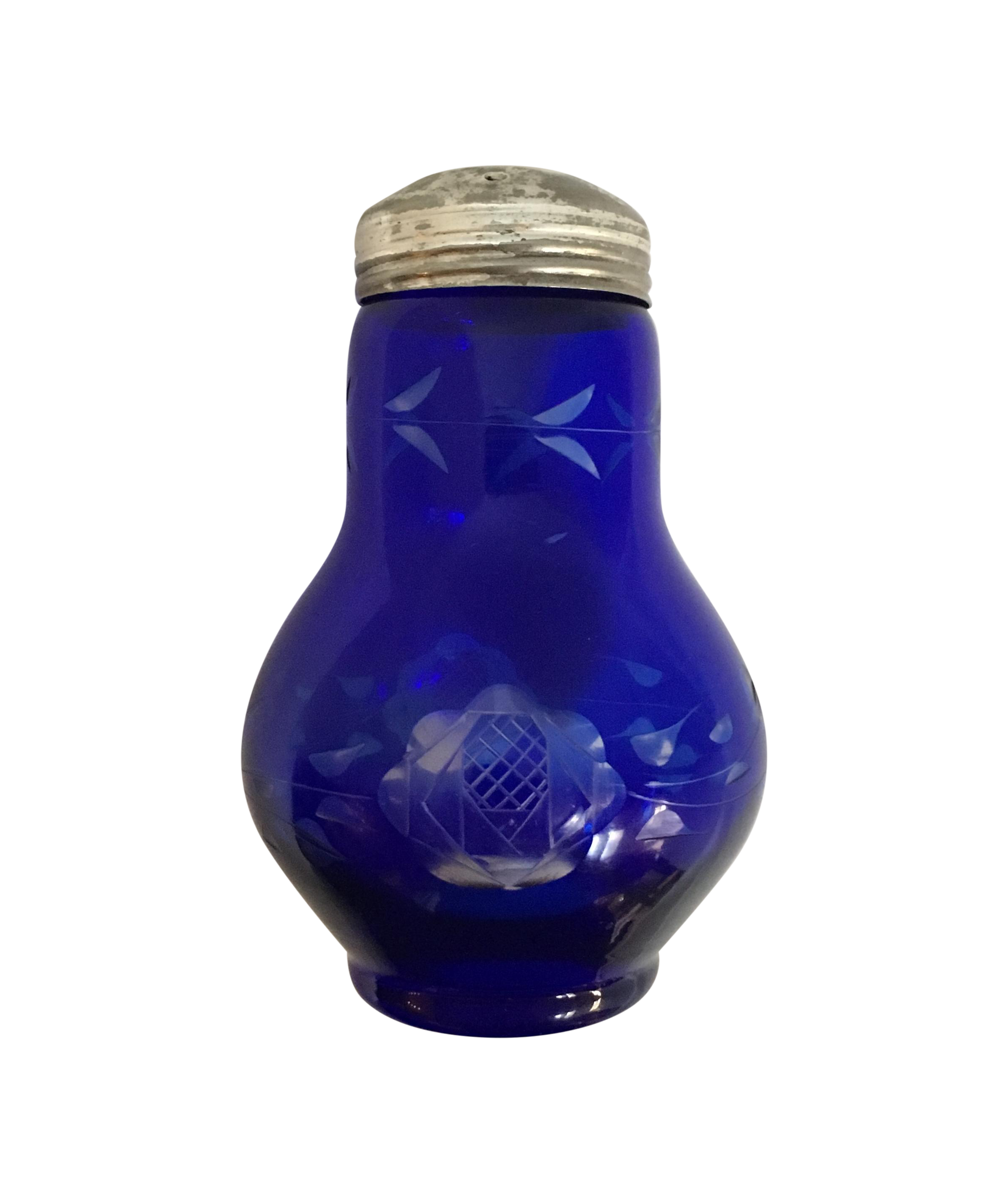 Antique Cobalt Blue Etched Glass Sugar Shaker Chairish