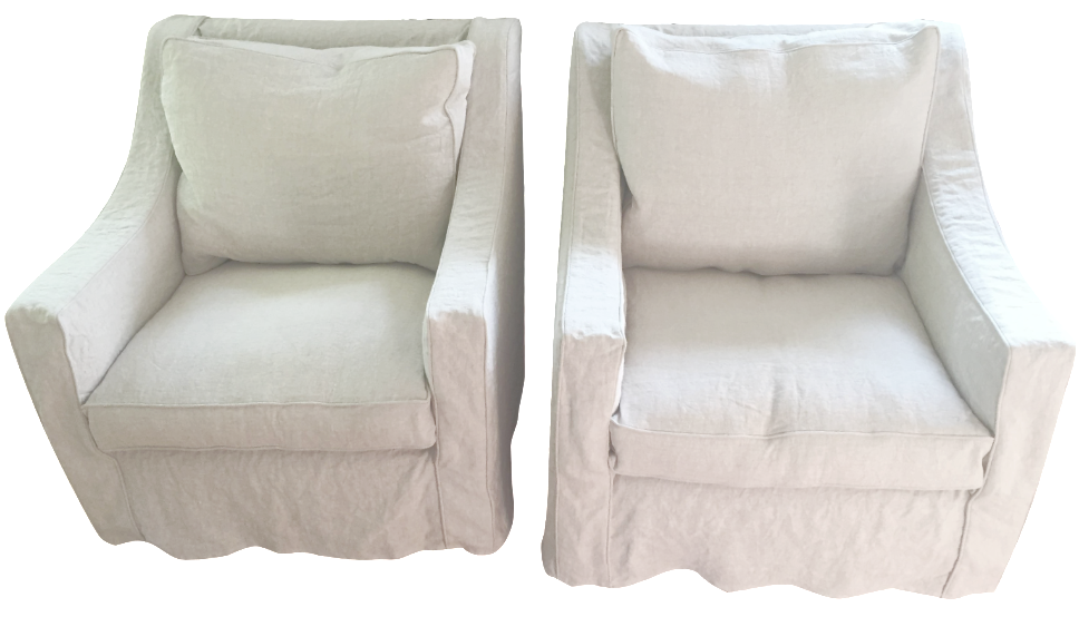 Designer Linen Slipcover Club Chairs A Pair Chairish