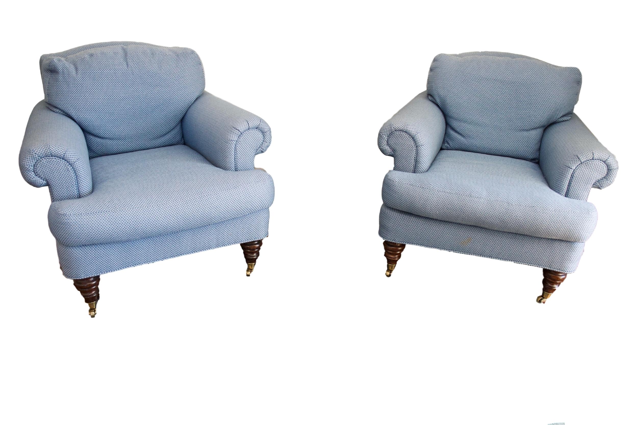 Lillian August Blue Club Chairs A Pair Chairish