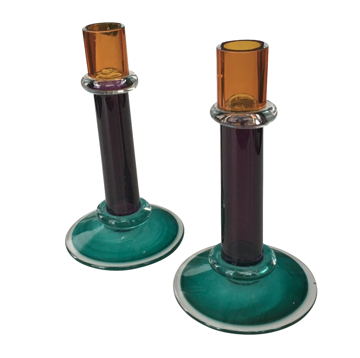 Vintage Hand Blown Glass Candlesticks A Pair Chairish