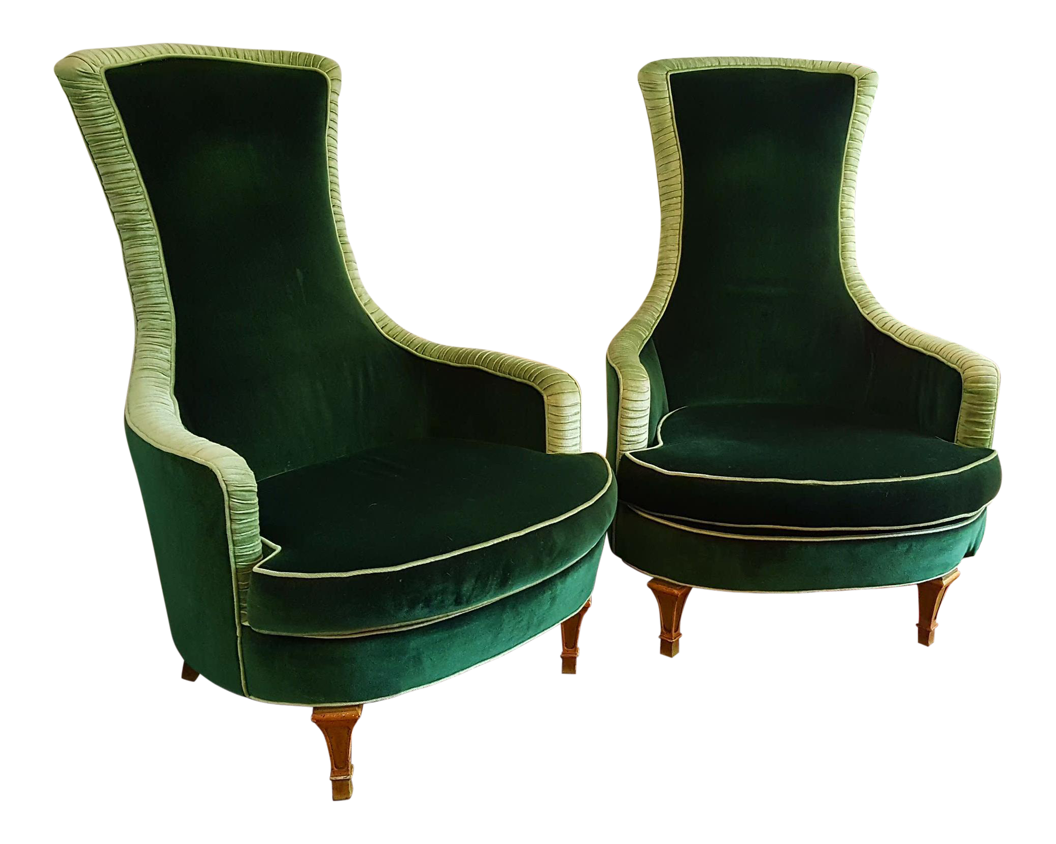Emerald Green Velvet Club Chairs A Pair Chairish