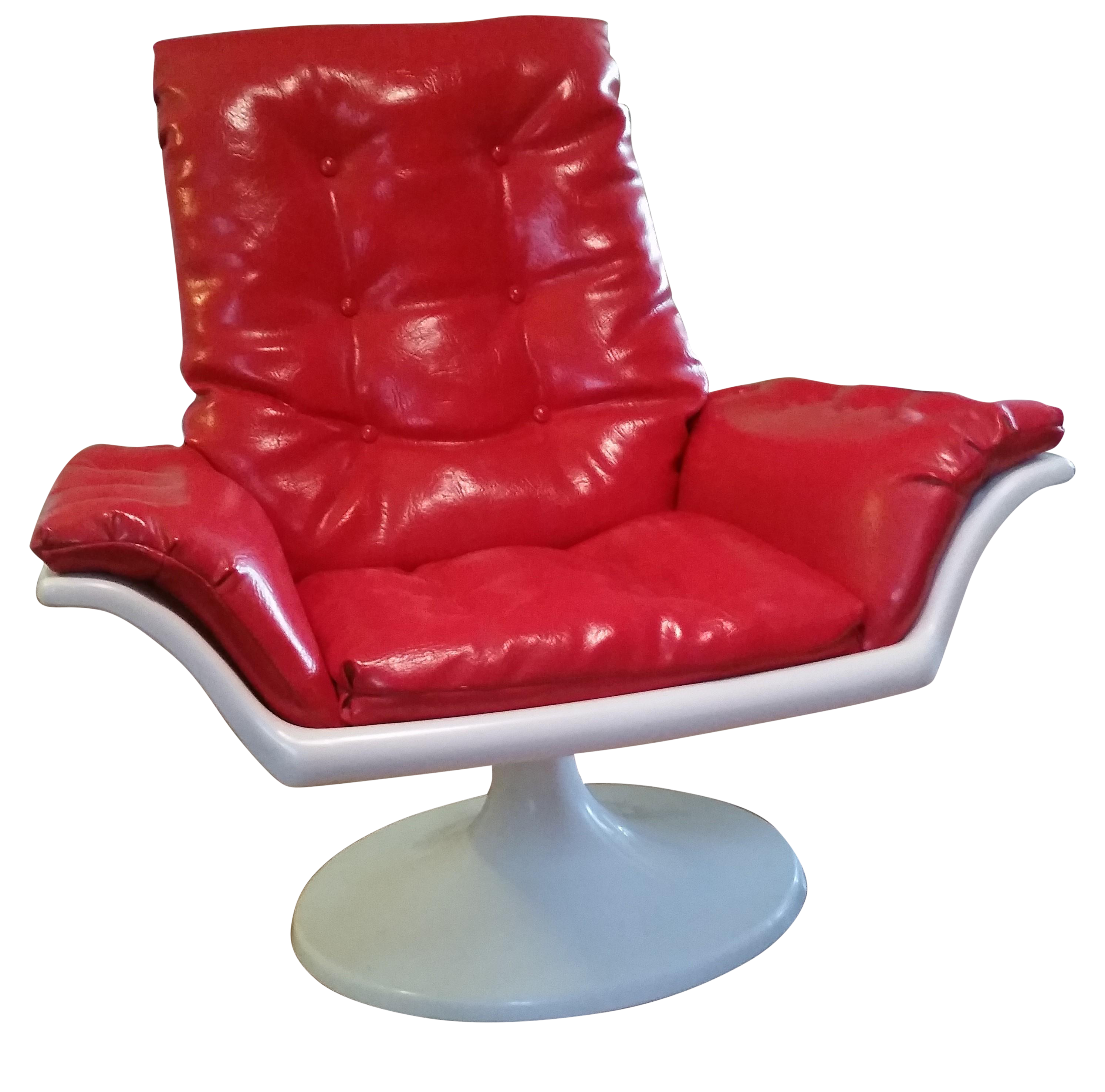 Mid Century Mod Space Age Tulip Base Swivel Chair | Chairish