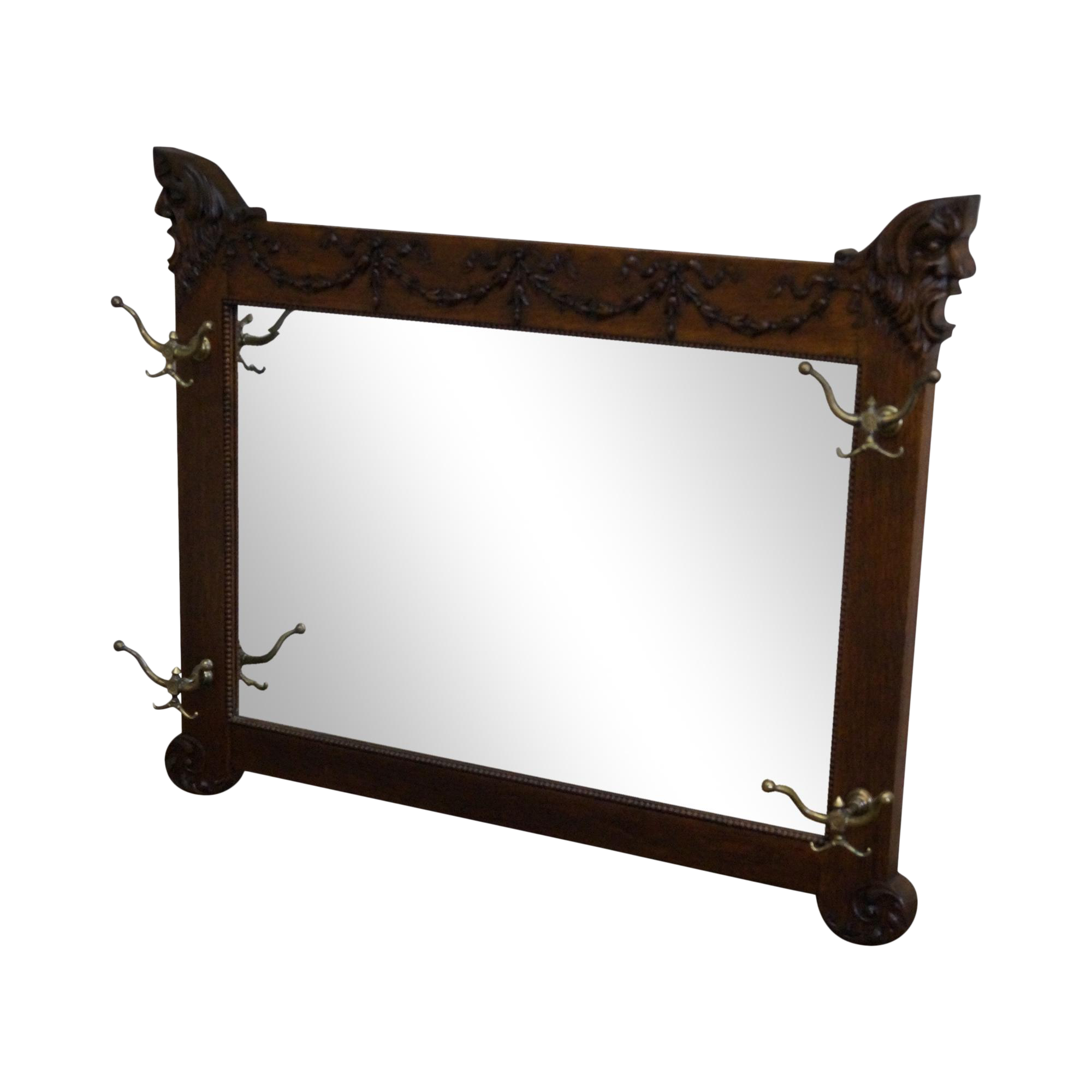 Antique Victorian Oak Carved Hall Mirror Chairish