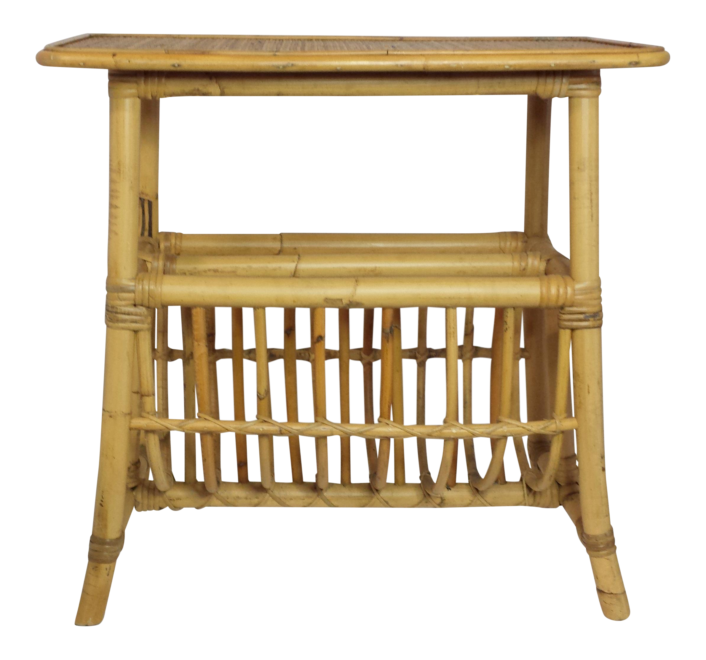 Vintage Mid Century Bamboo Rattan Magazine Rack Side Table Chairish