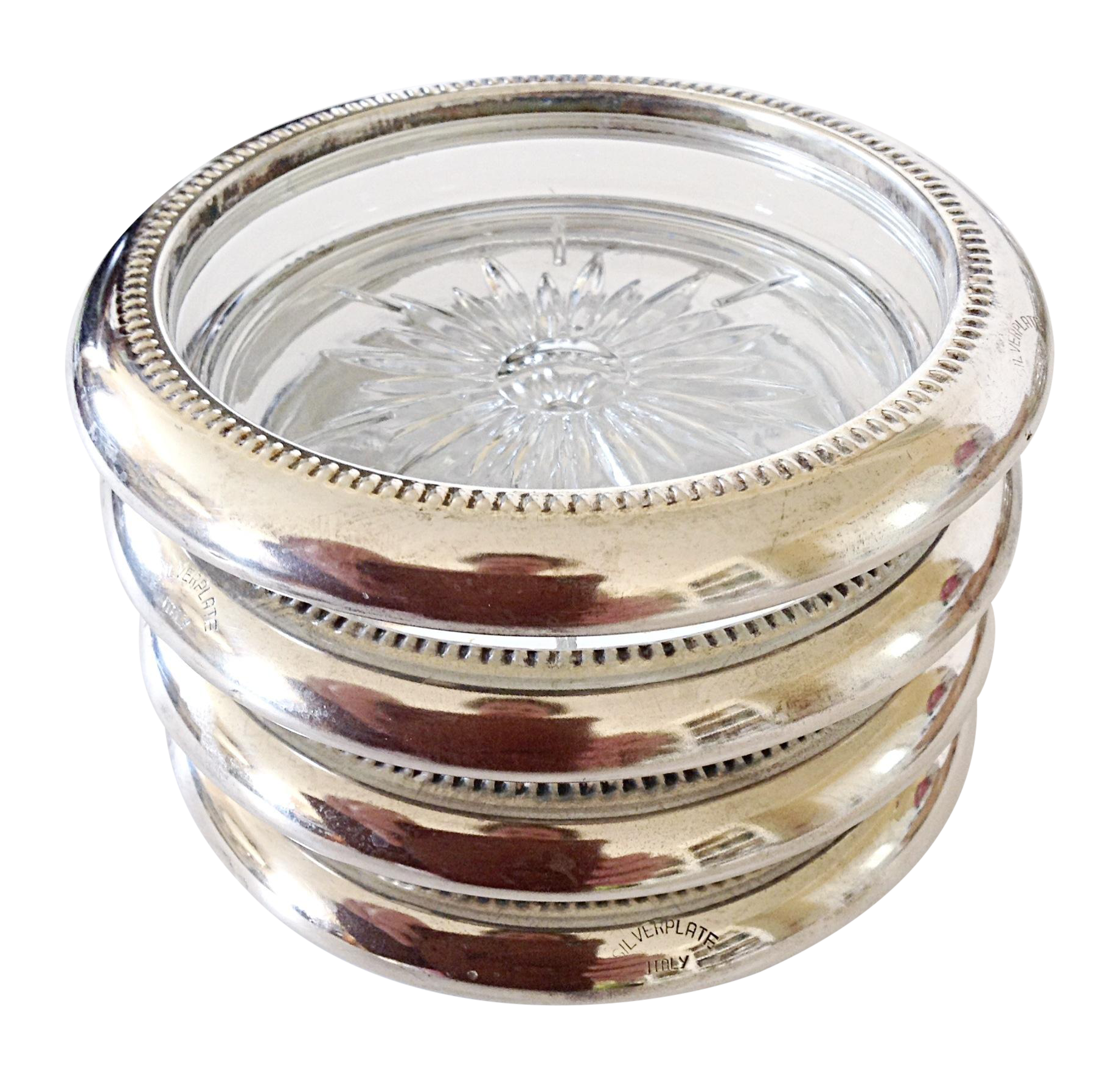 Italian Silver Plate Coasters Set of 4 Chairish