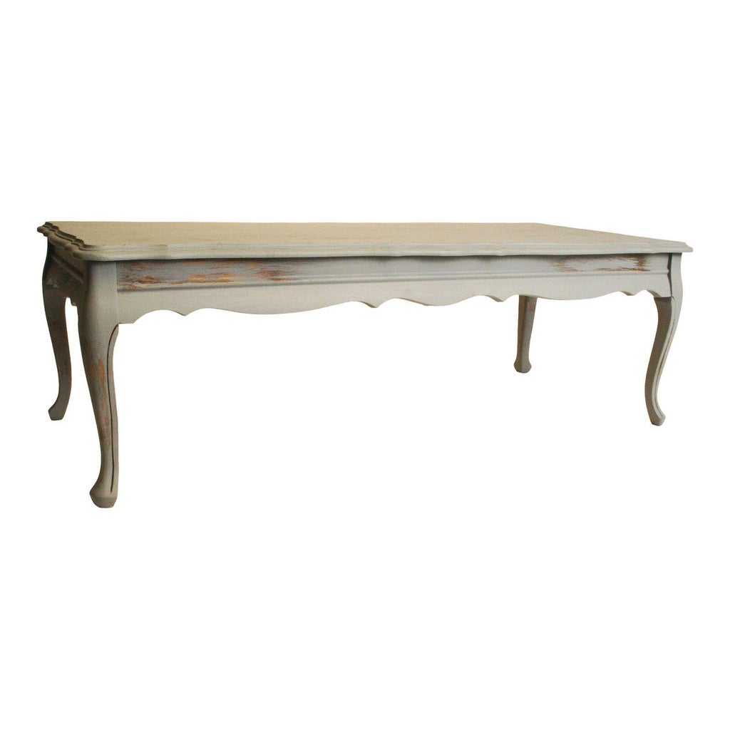 Vintage Distressed Cottage Chic Blue Wood Coffee Table