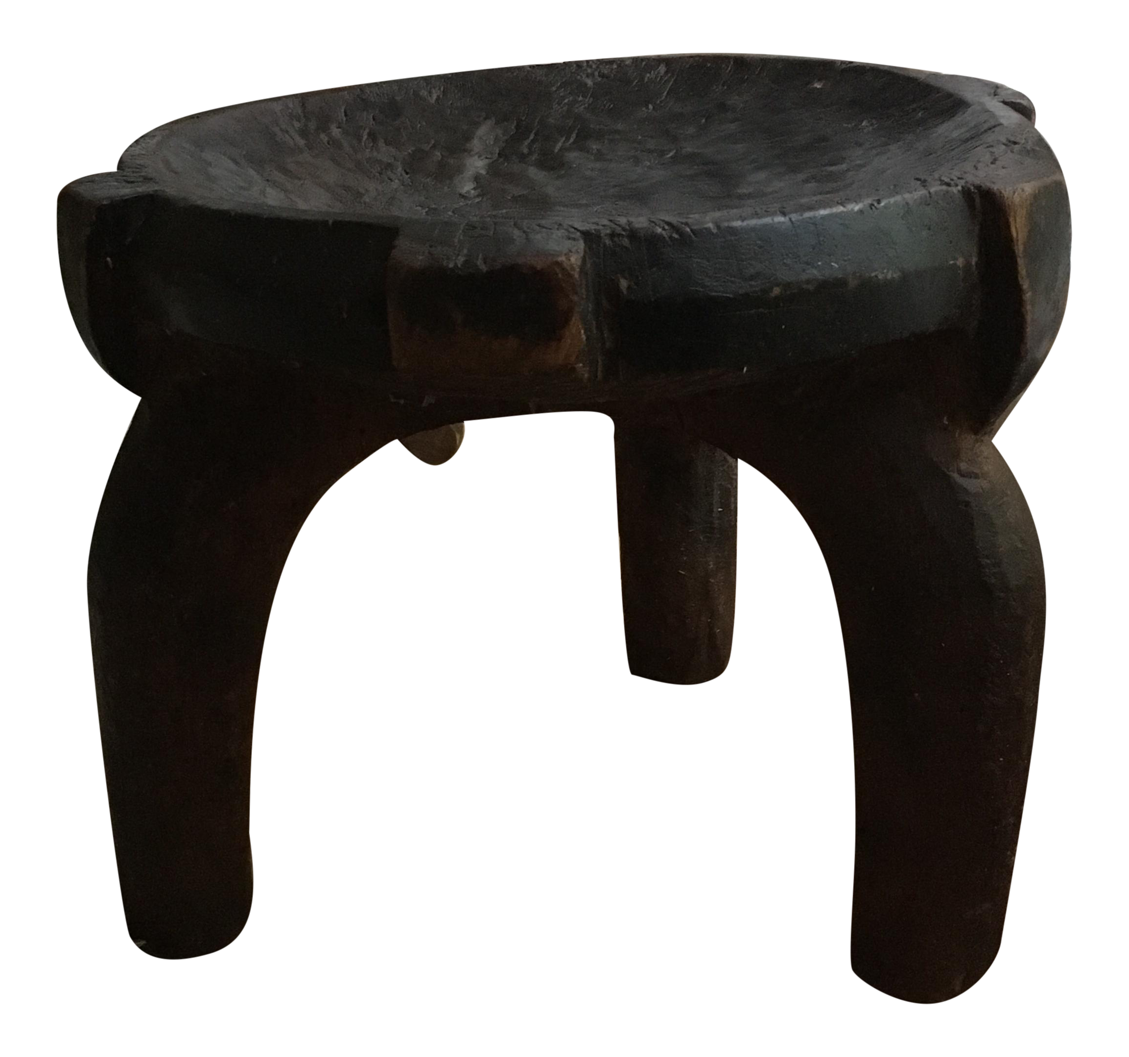 Carved African Hehe Three Legged Stool, Tanzania Chairish