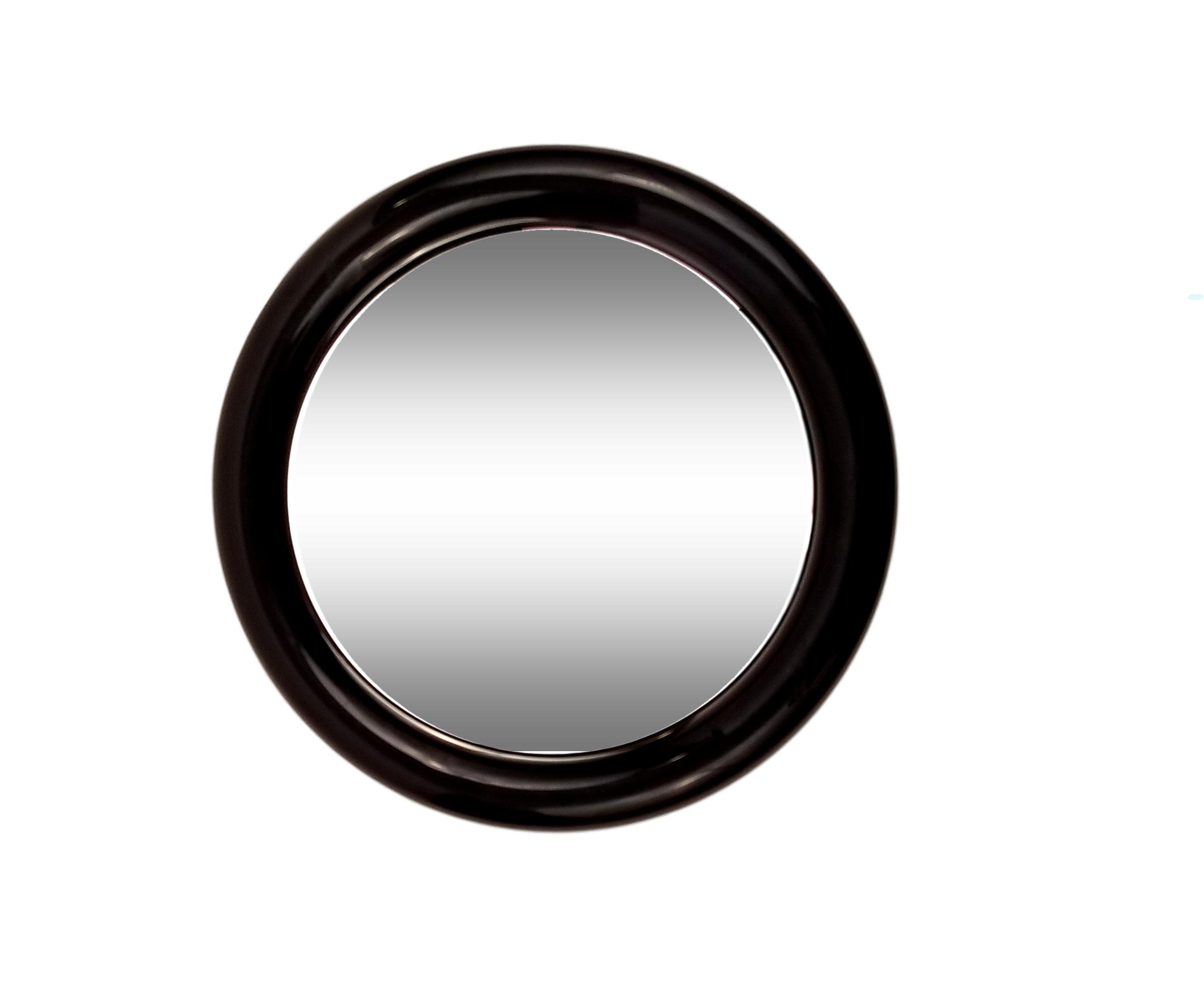 Interdesign Mod Black Plastic Round Mirror | Chairish