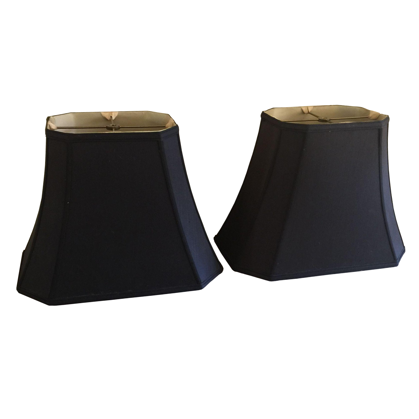 MidCentury Black Silk Lamp Shades A Pair Chairish