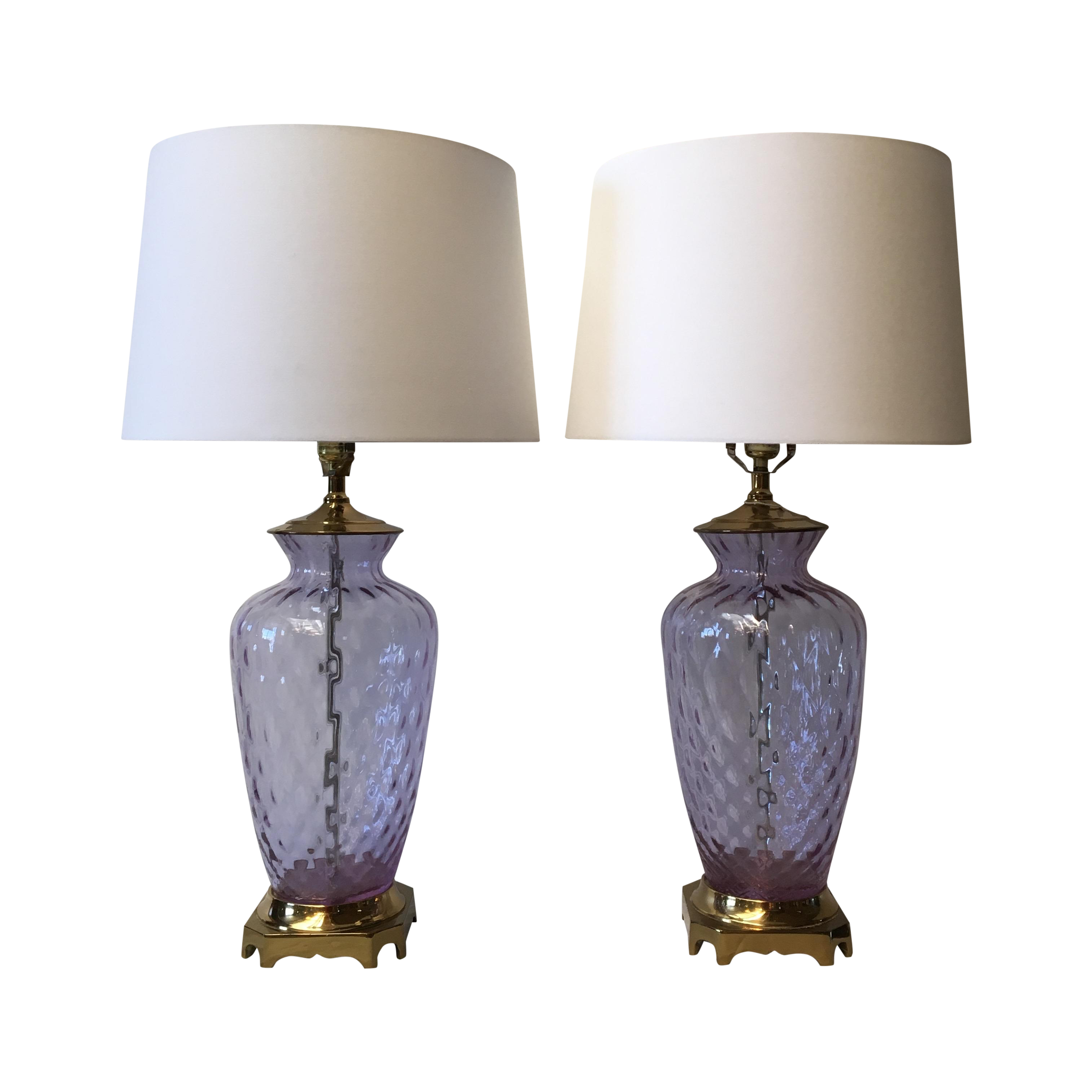 Paul Hanson Italian Optic Glass Lamps A Pair Chairish