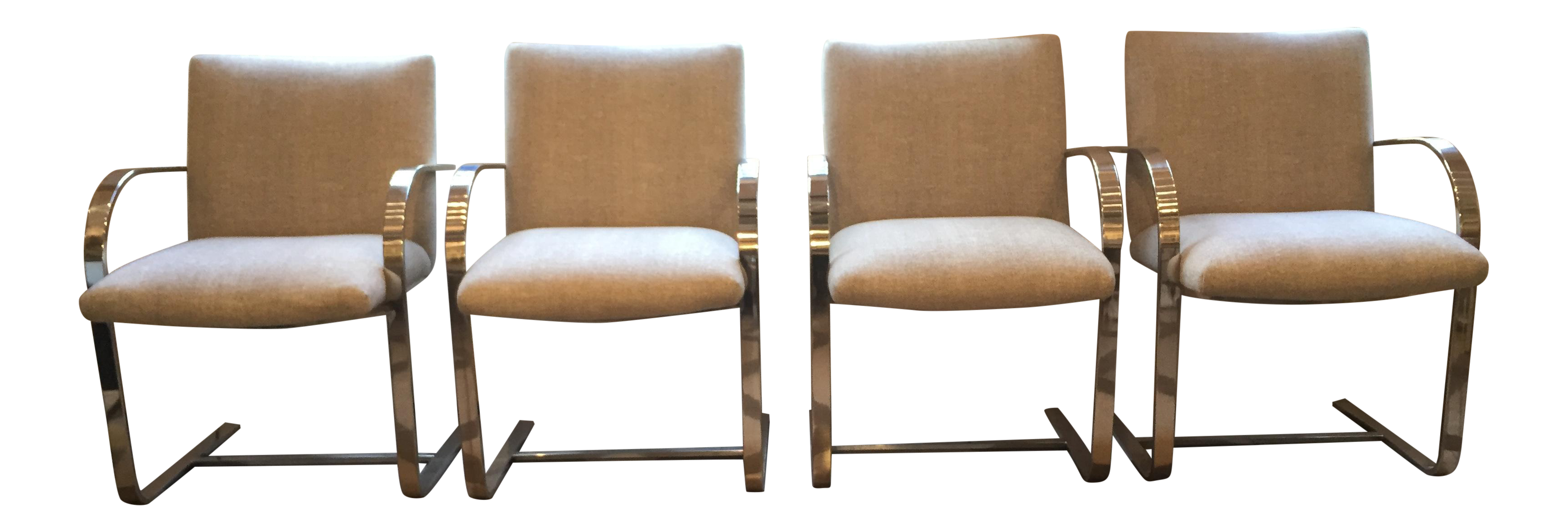 Vintage Curved Chrome Leg Accent Chairs Set of 4 Chairish