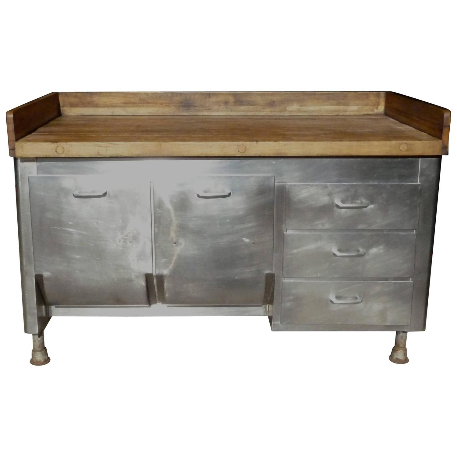 Butcher Block Steel Commercial Kitchen Island Chairish