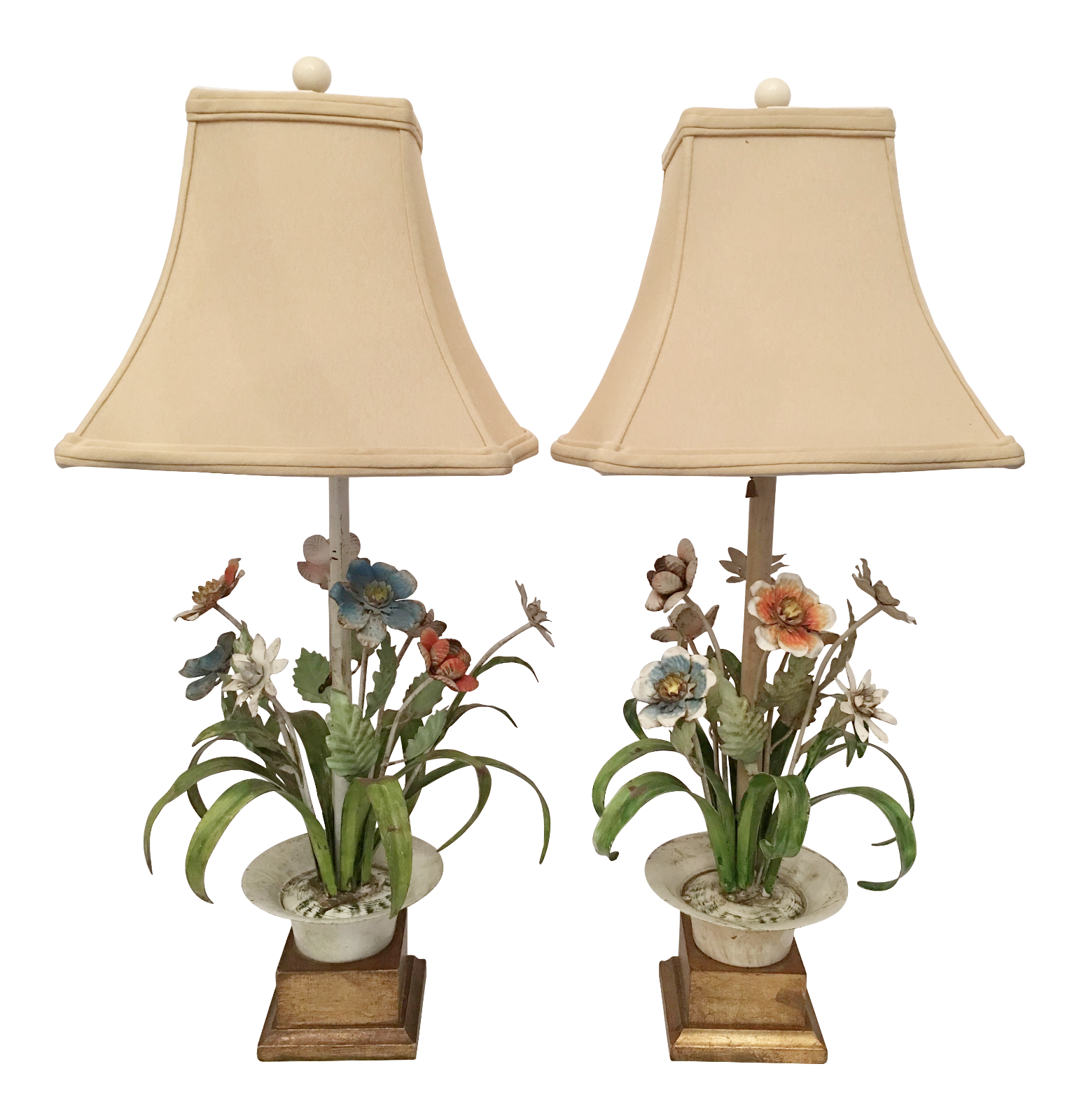 Vintage Tole Flower Pot Table Lamps A Pair Chairish