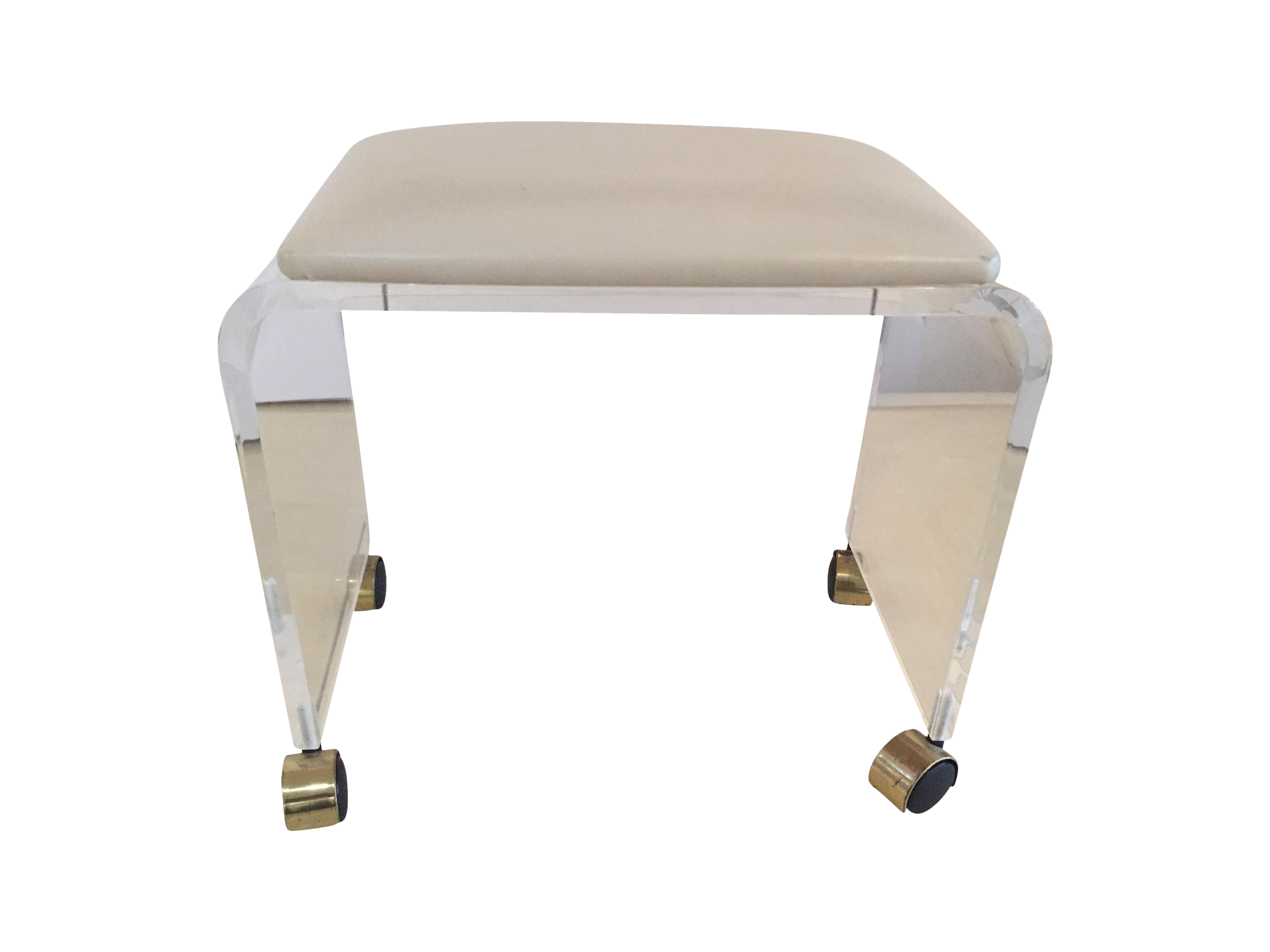 Lucite Cushioned Vanity Stool Chairish