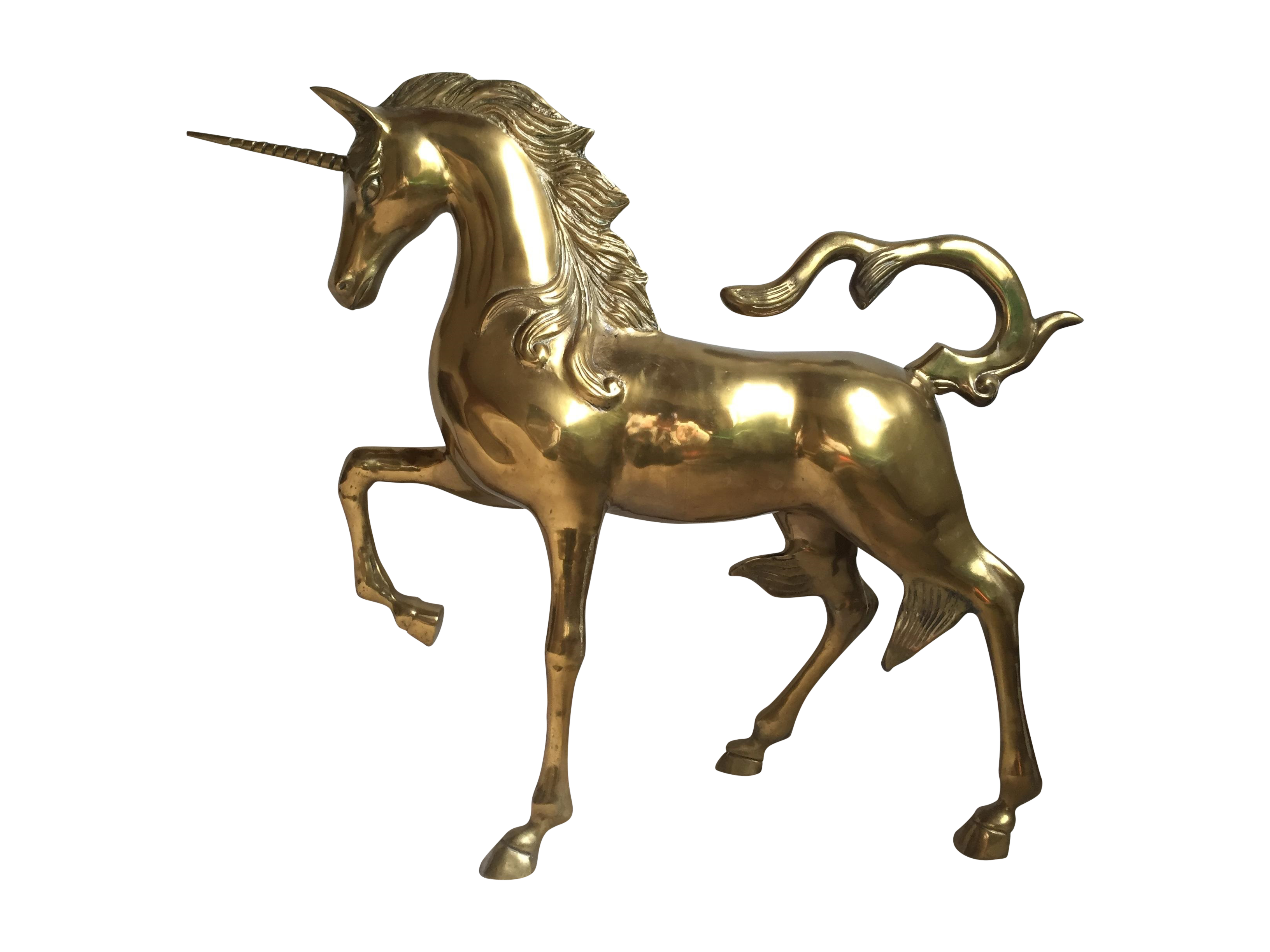Large Hollywood Regency Brass Unicorn Sculpture Chairish