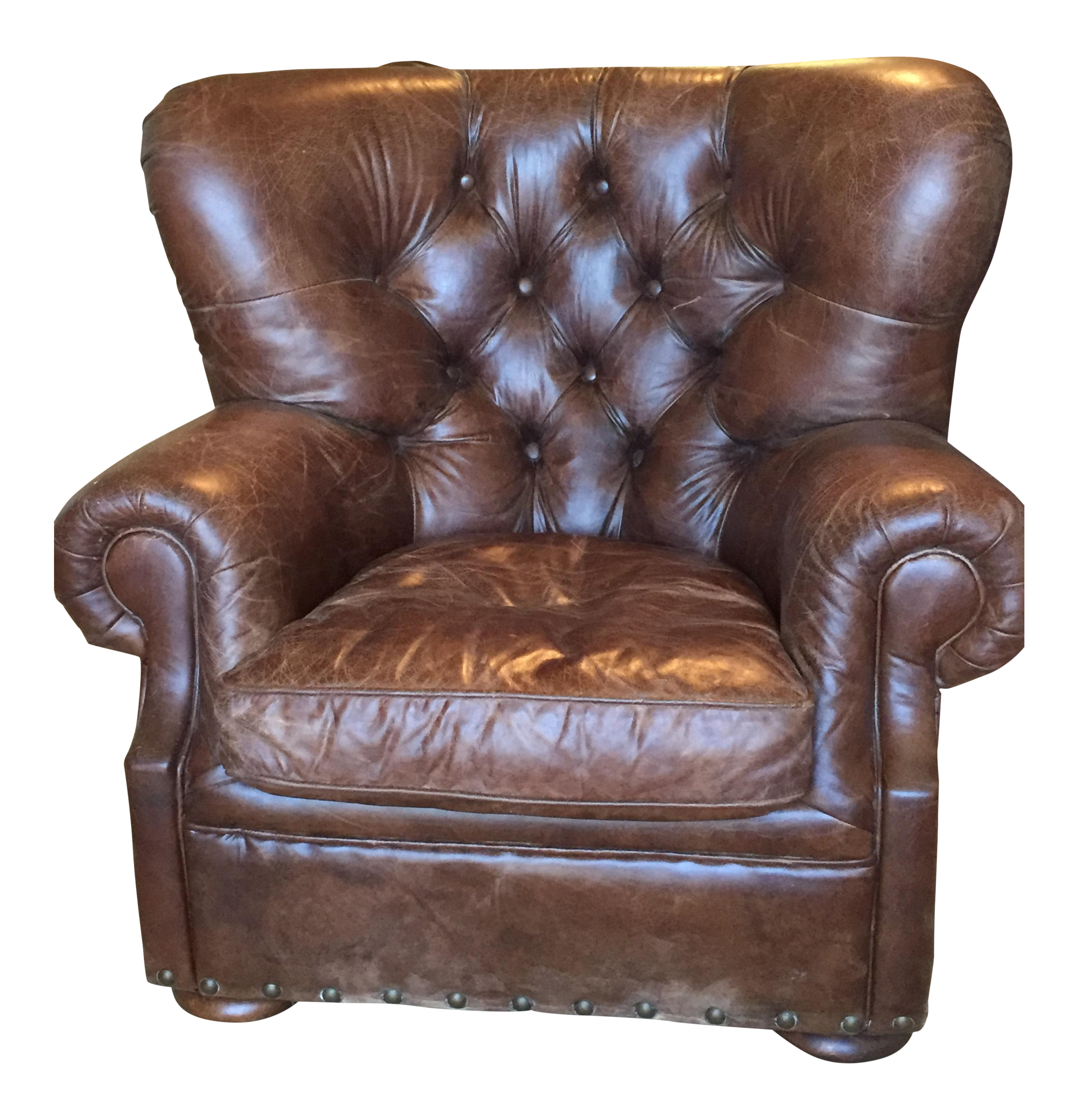 Leather Tufted Club Chair | Chairish