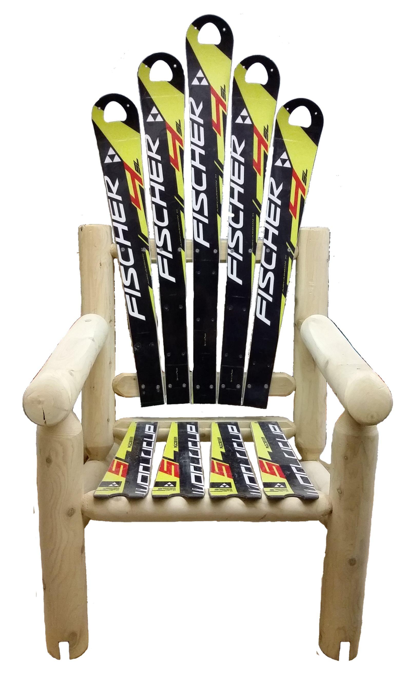 Cedar &amp; Recycled Skis Rocking Adirondack Chair Chairish