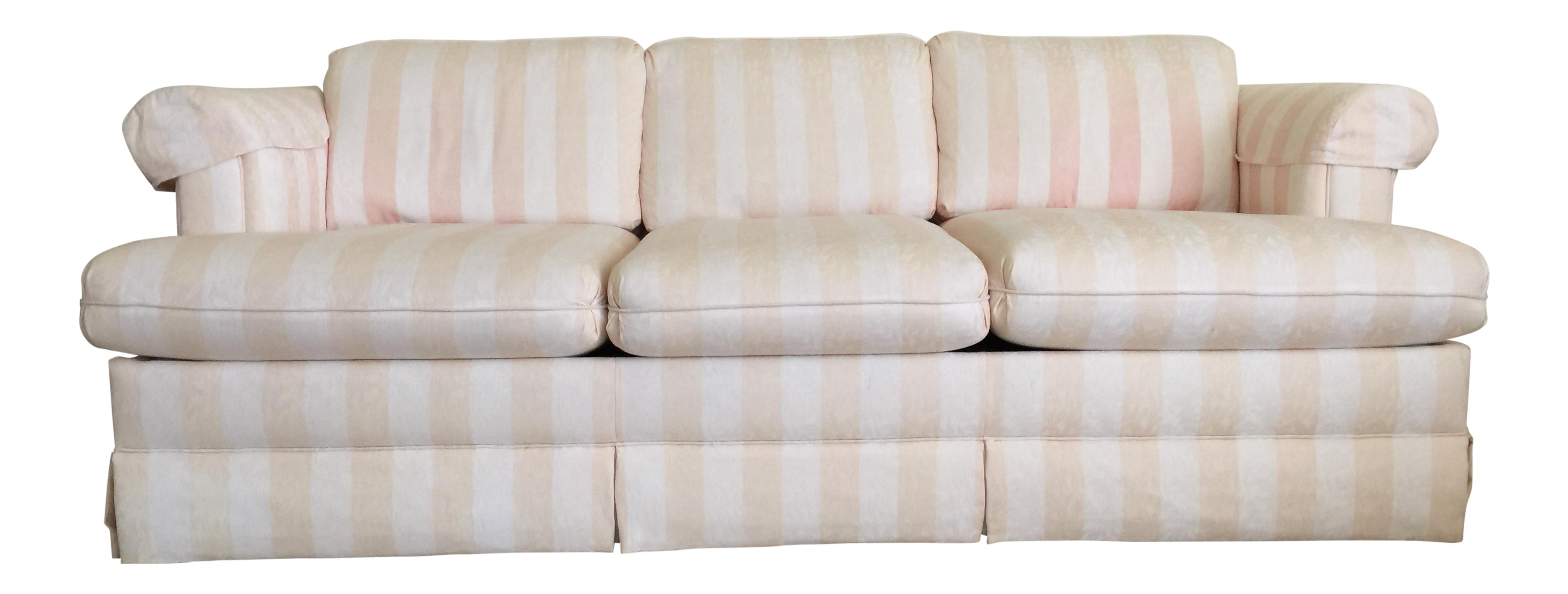 Cream & Peach Striped Queen Sleeper Sofa Chairish