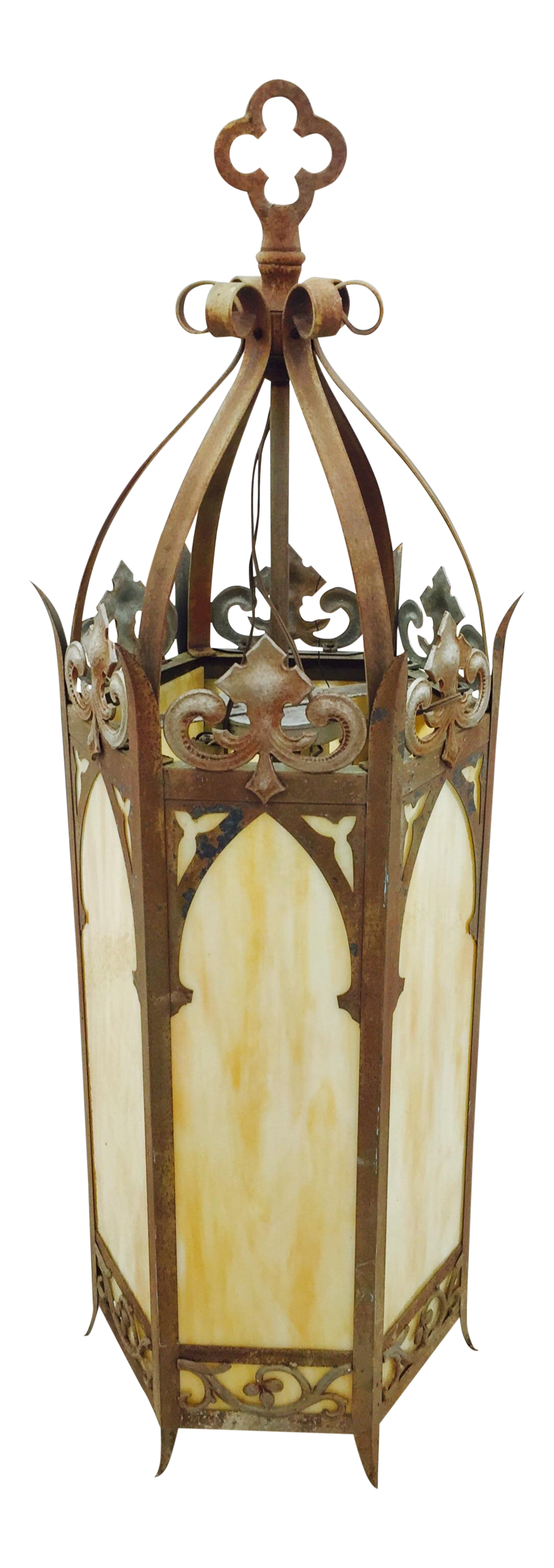 Antique Cathedral Church Glass Lantern Chairish