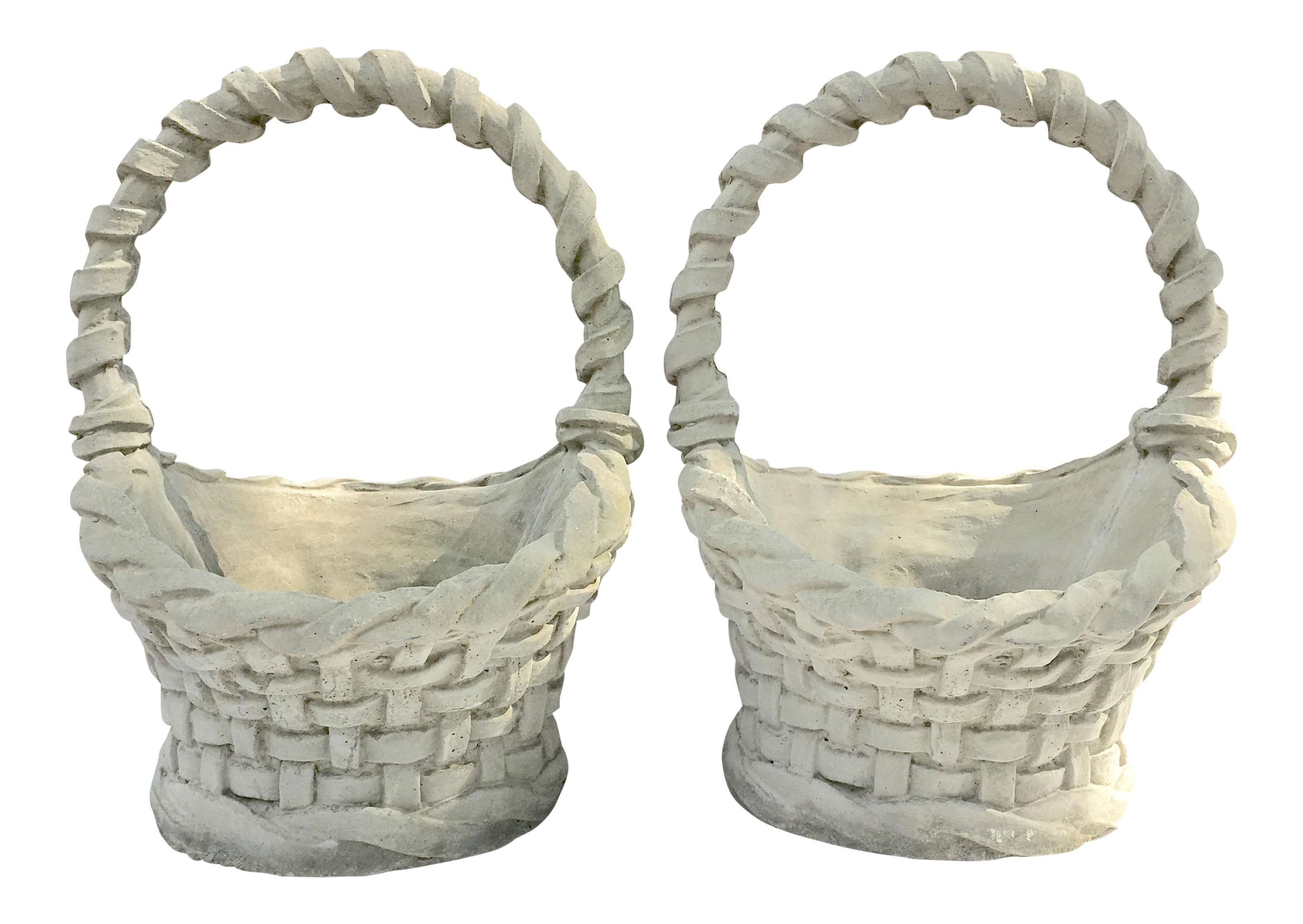 Concrete Basket Weave Planters Pair Chairish