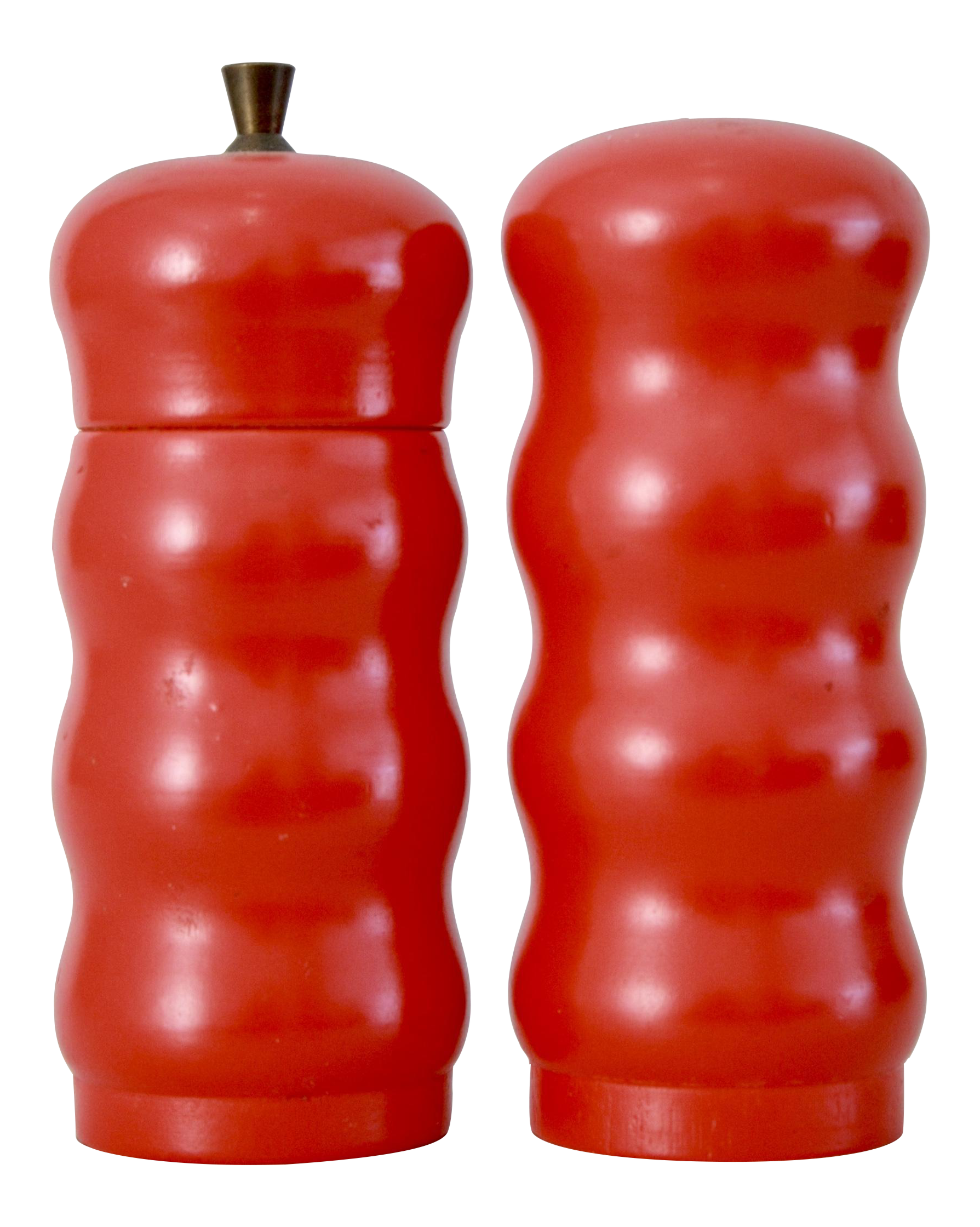 Carved Curved Red Salt & Pepper Shakers From Sweden Chairish