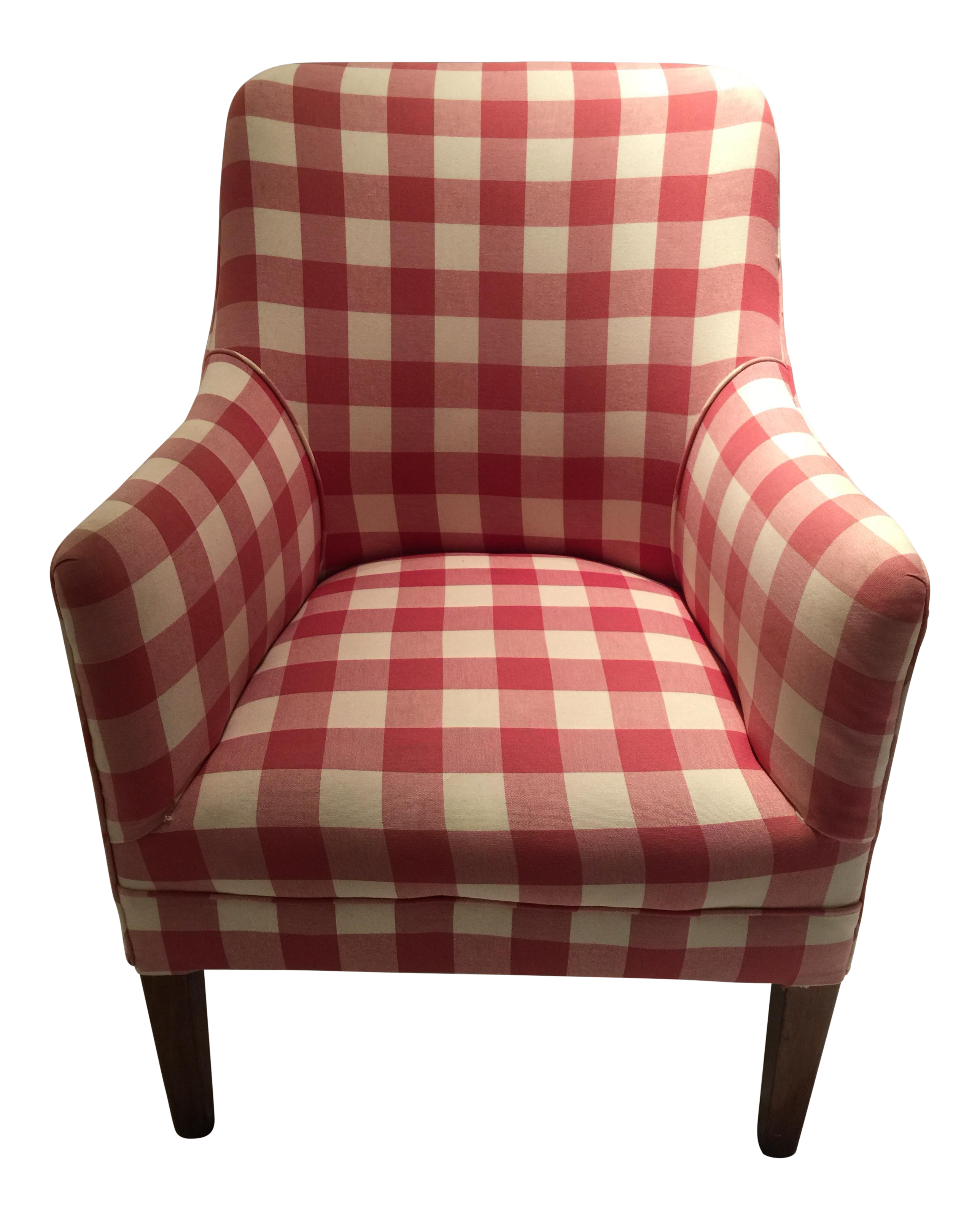 red and white buffalo check arm chair 9745