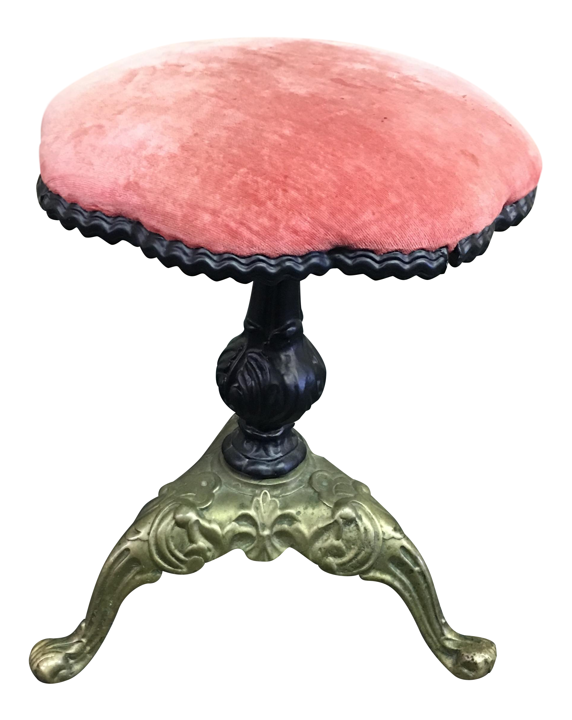 Antique Cast Iron & Velvet Piano Stool | Chairish