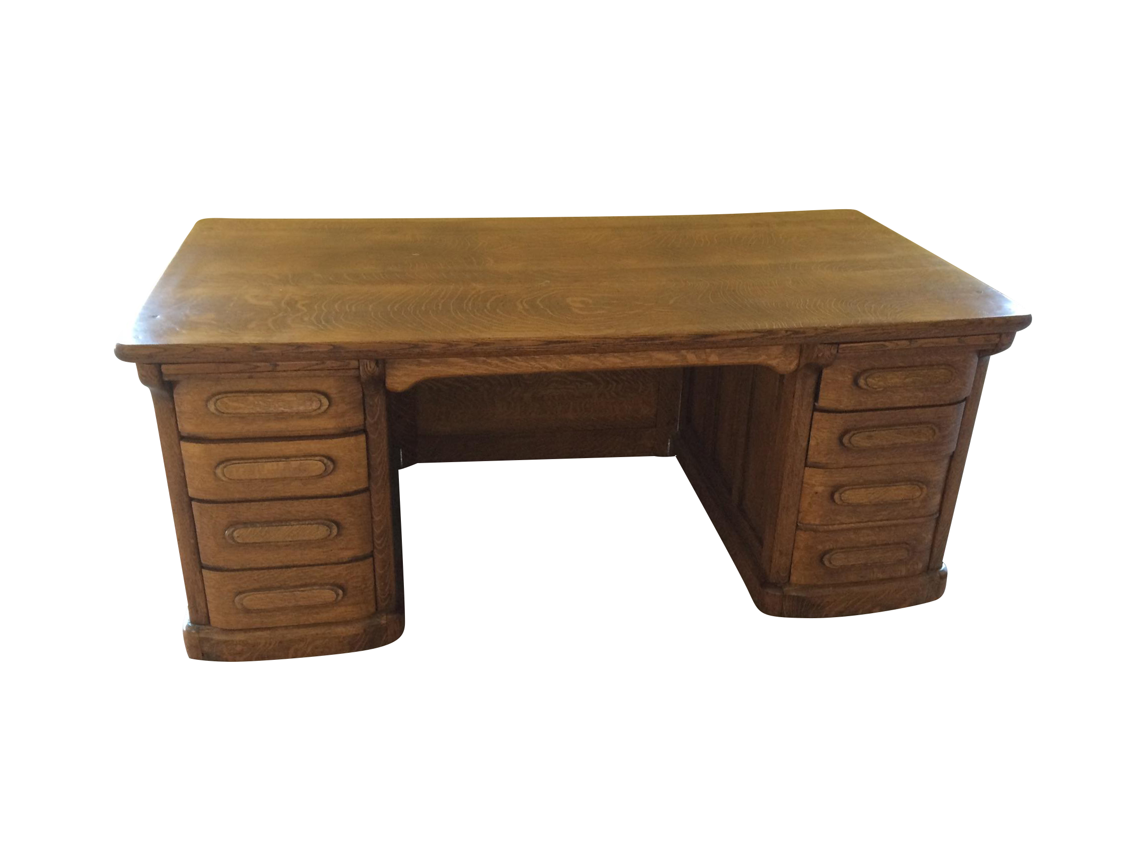 Vintage Tiger Oak Leopold Executive Desk Chairish