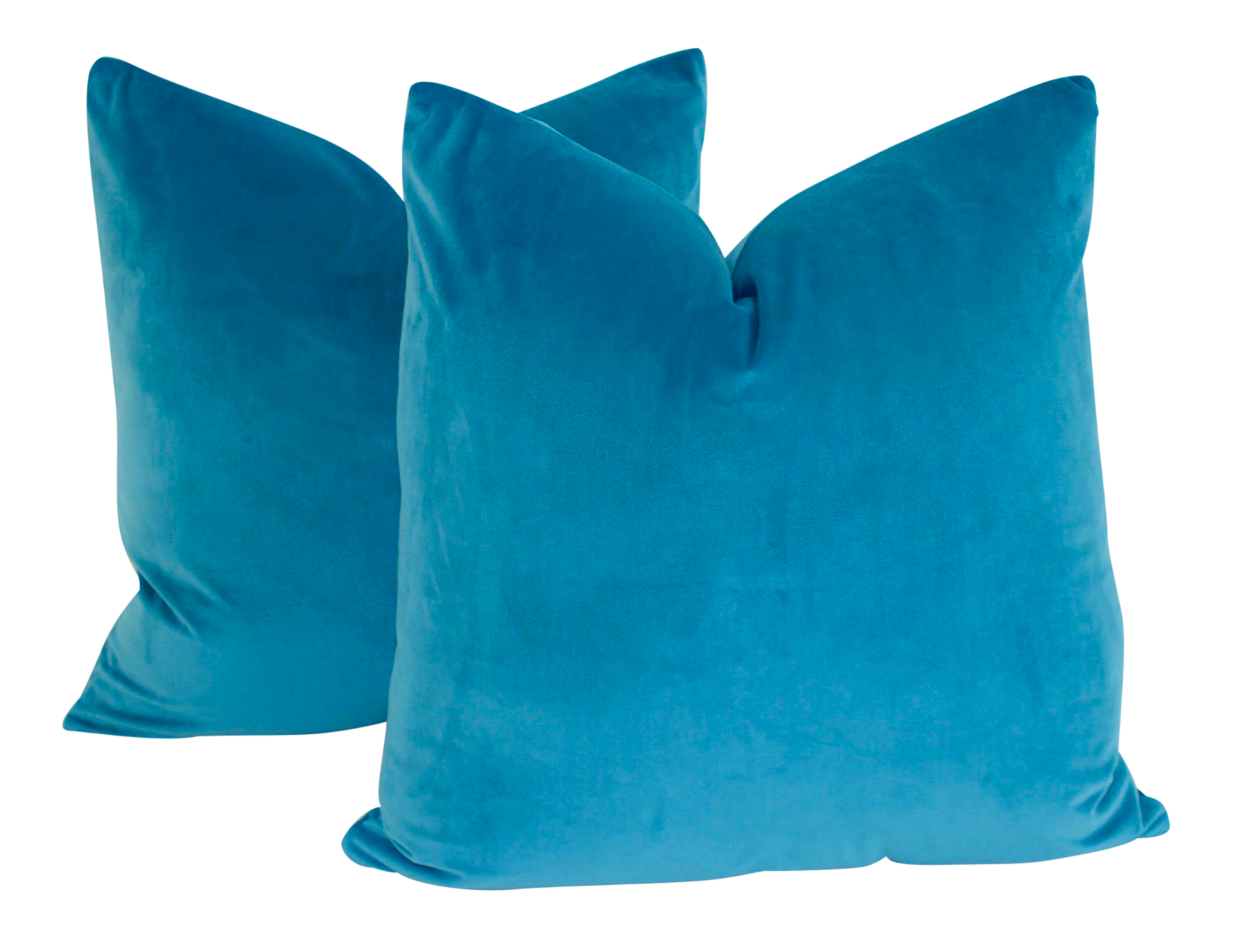 Peacock Blue Velvet Pillows A Pair Chairish