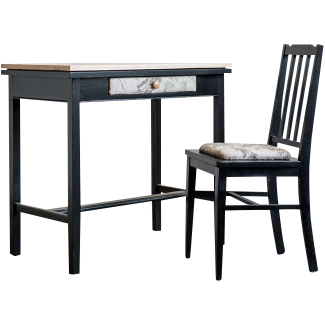 Vintage Black Desk and Chair Chairish