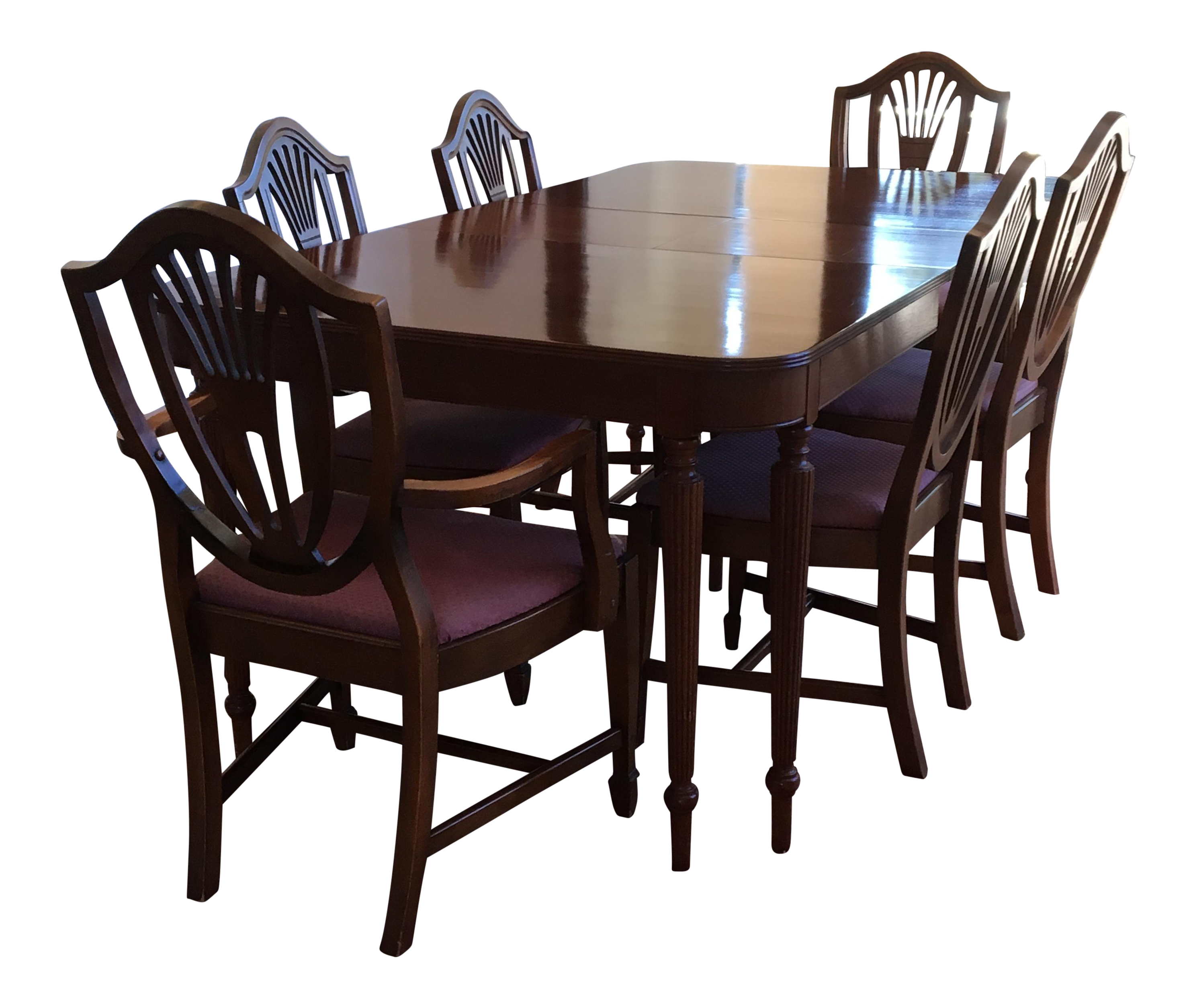 Sheraton Mahogany Dining Table and Chairs | Chairish