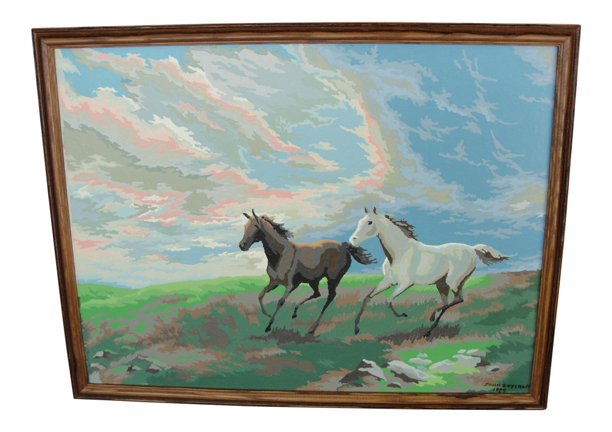 Vintage Paint by Numbers 2 Horses Running Chairish