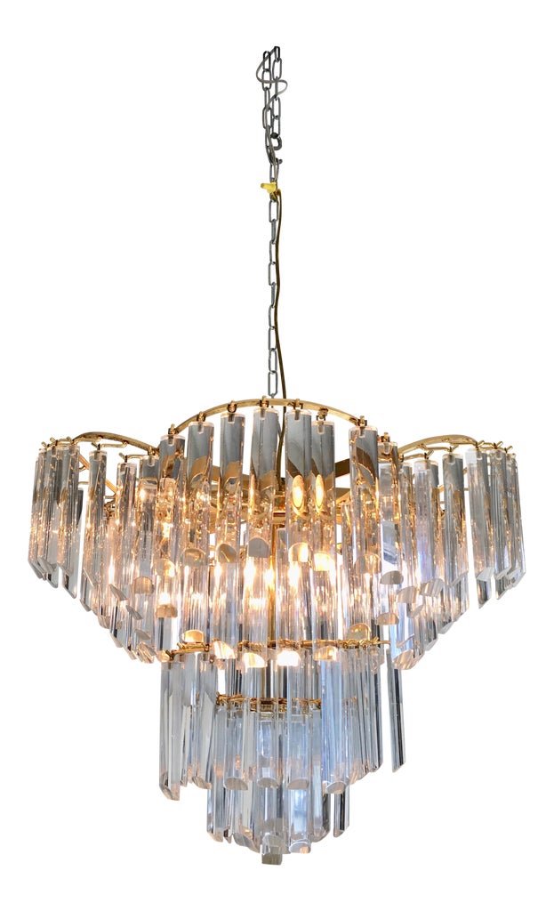 Brass and Glass 5-Light Chandelier | Chairish