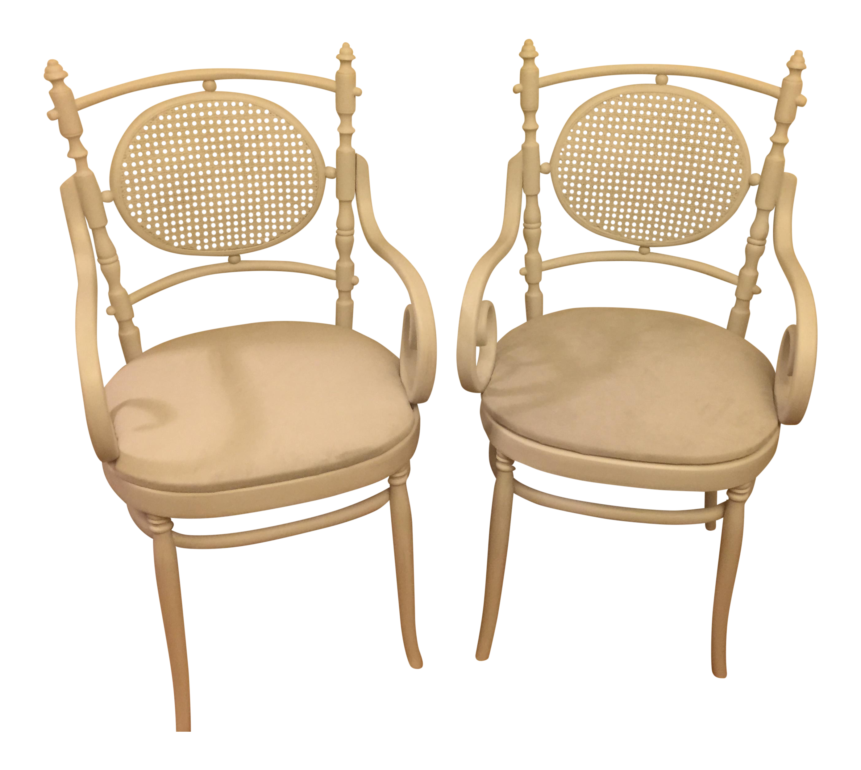Light Gray Cane Back Chairs A Pair Chairish