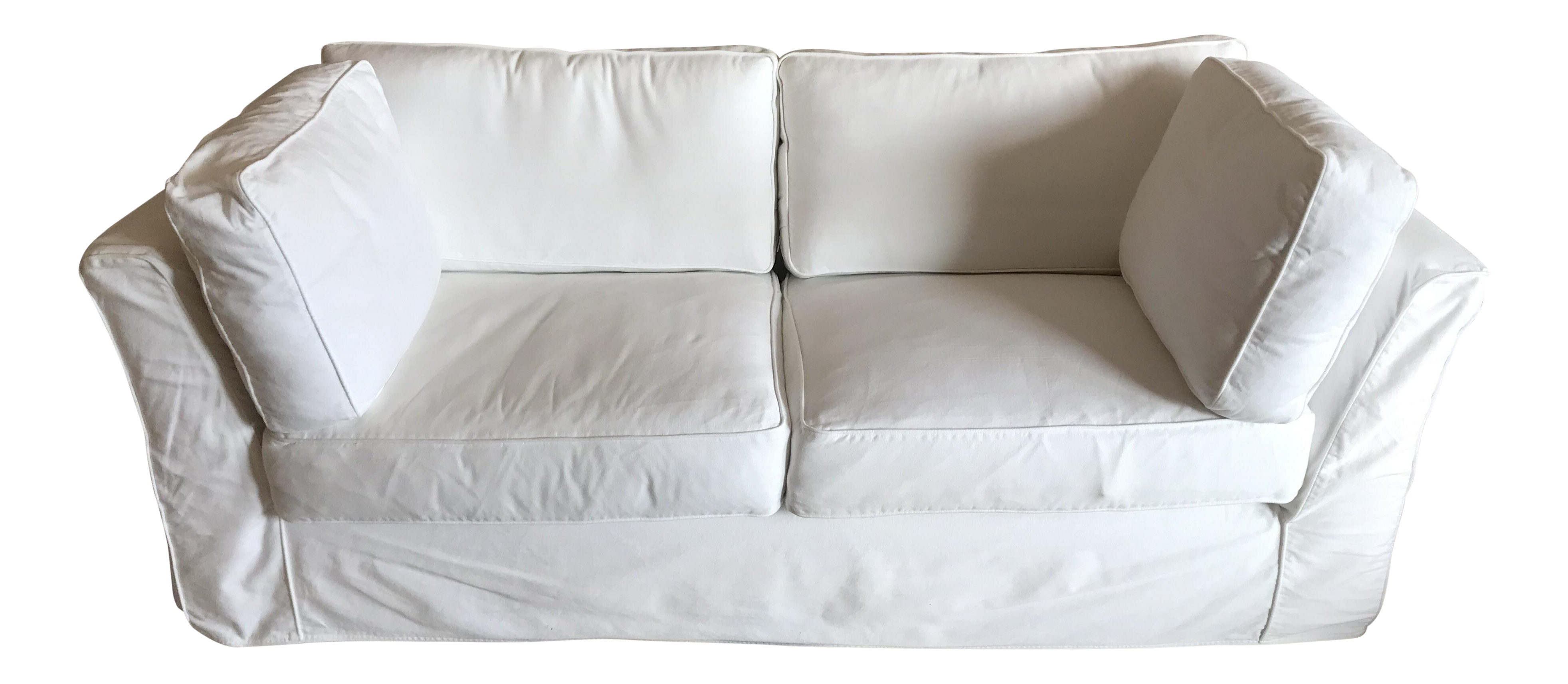 White Denim Slipcovered Sofa Chairish