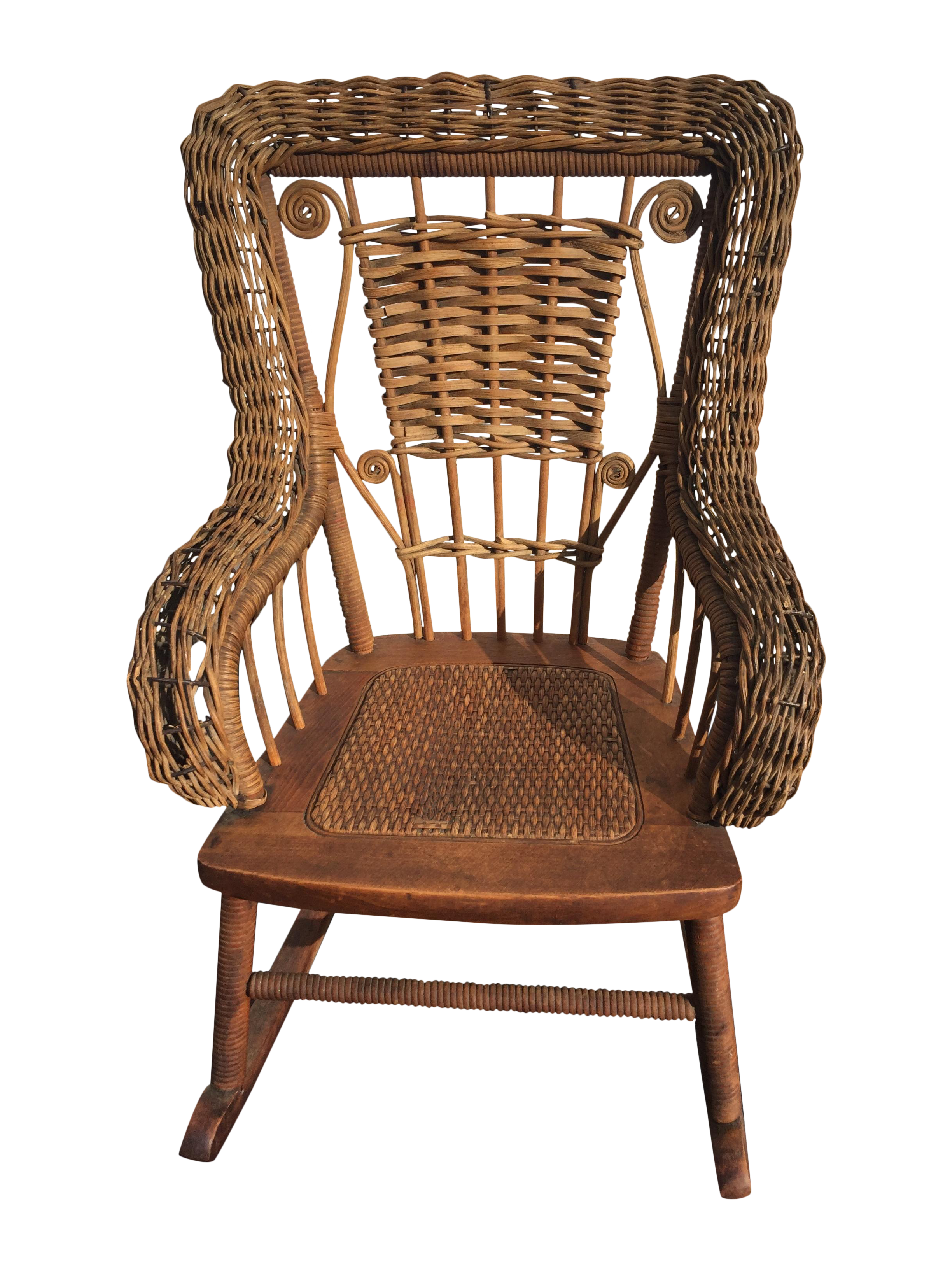 Antique Children's Wicker & Spindle Rocking Chair Chairish
