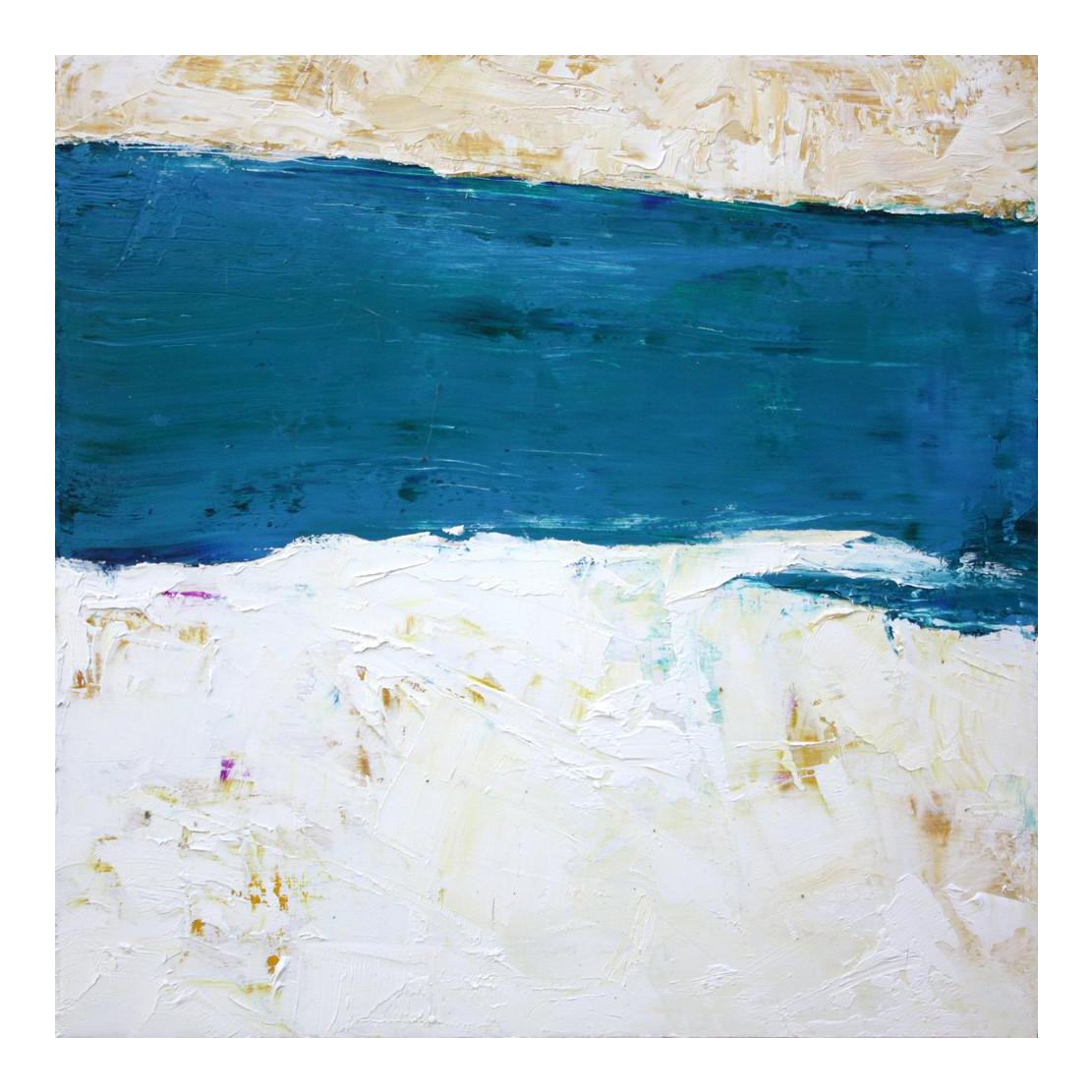 Abstract Beach Landscape Blue & White Beach Oil Painting by Paul Ashby