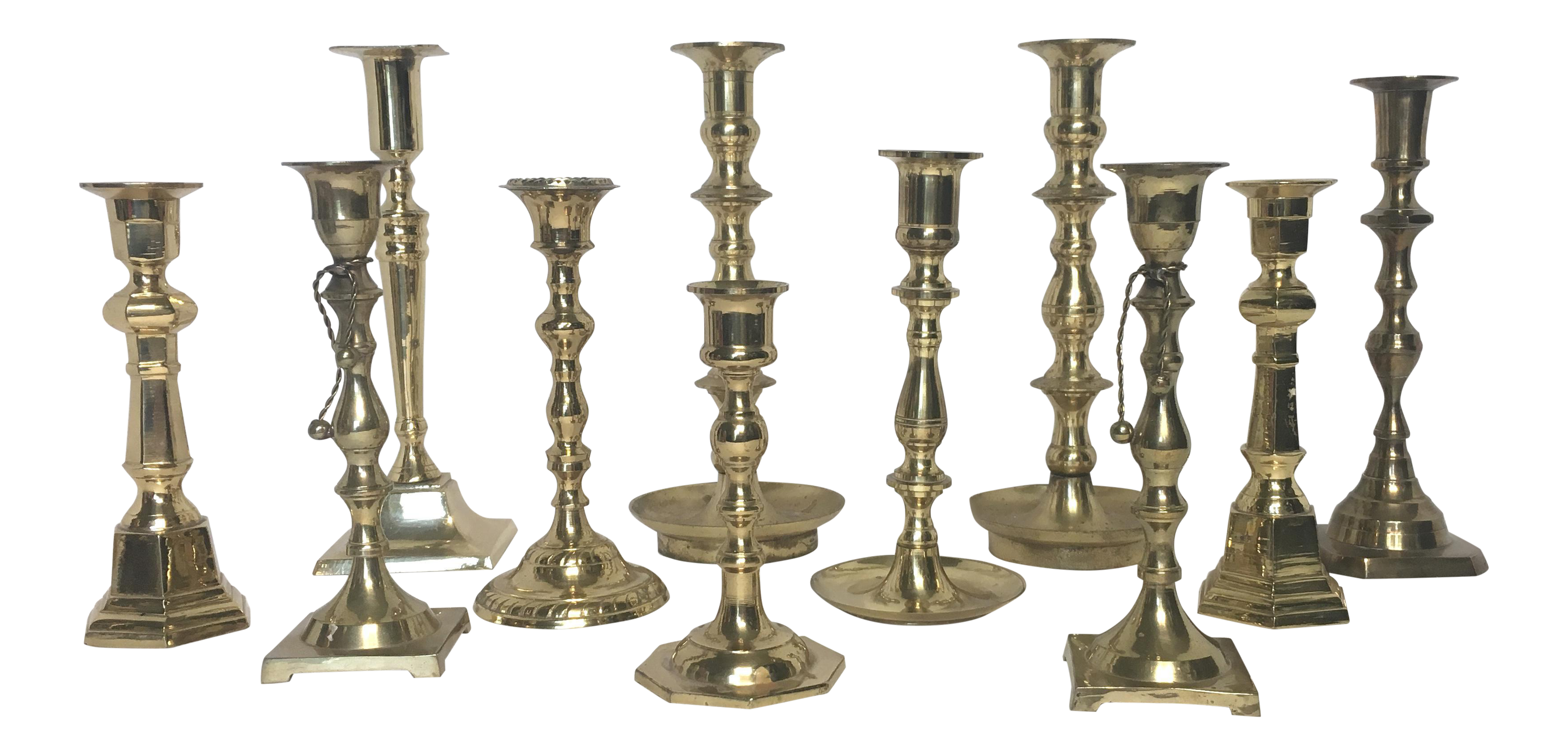 Set of 11 Brass Candlesticks Chairish