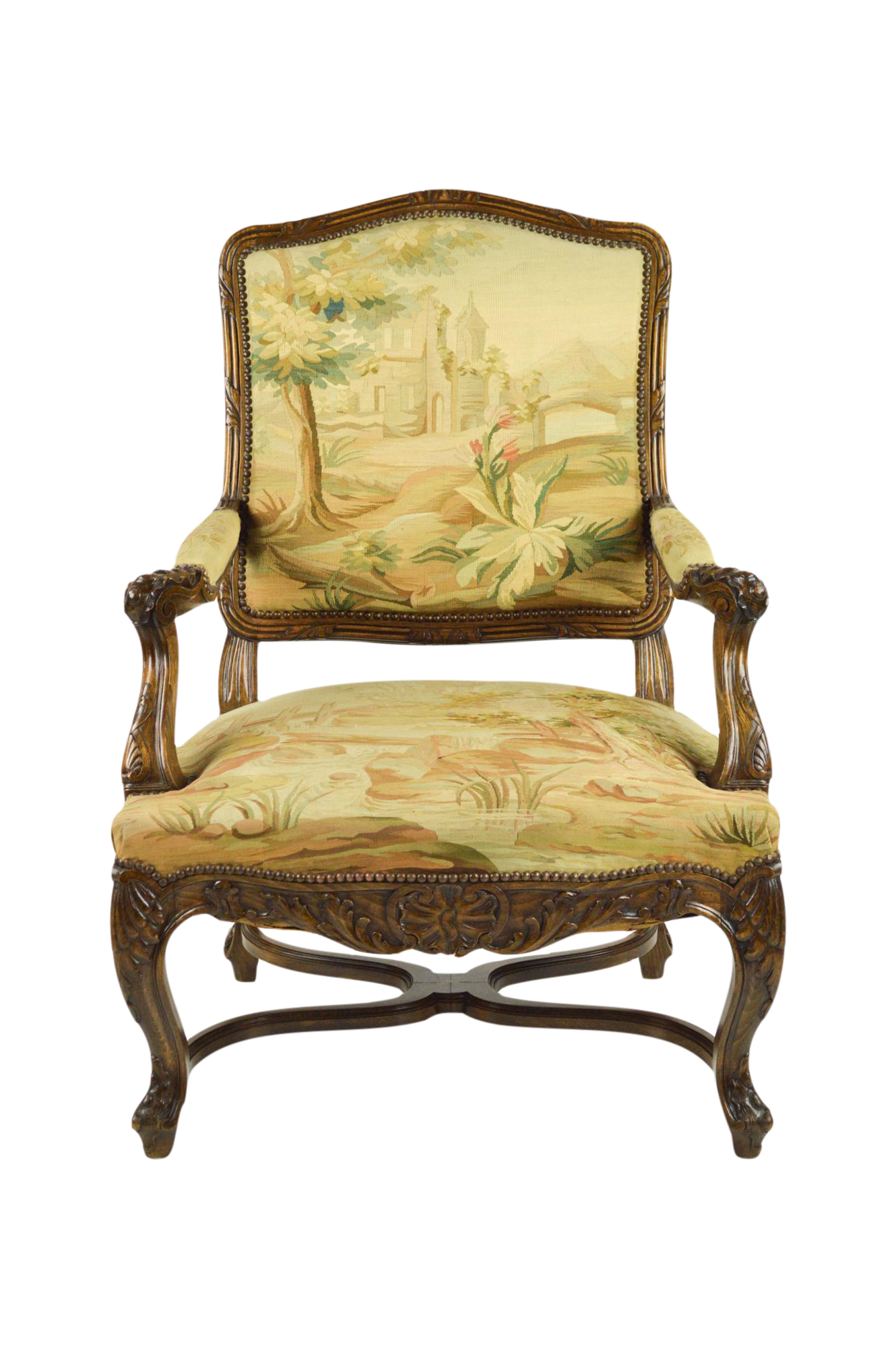 Antique Carved French Chair With Aubusson Tapestry Chairish